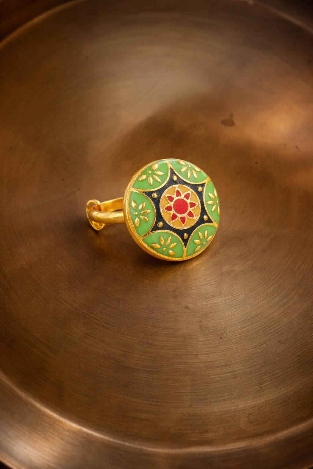 Jewelry/Gold Plated Adjustable Green Ring in Johkibazar - Stylish and Elegant -  - Buy Online at SANCTUARY OF JEWELS