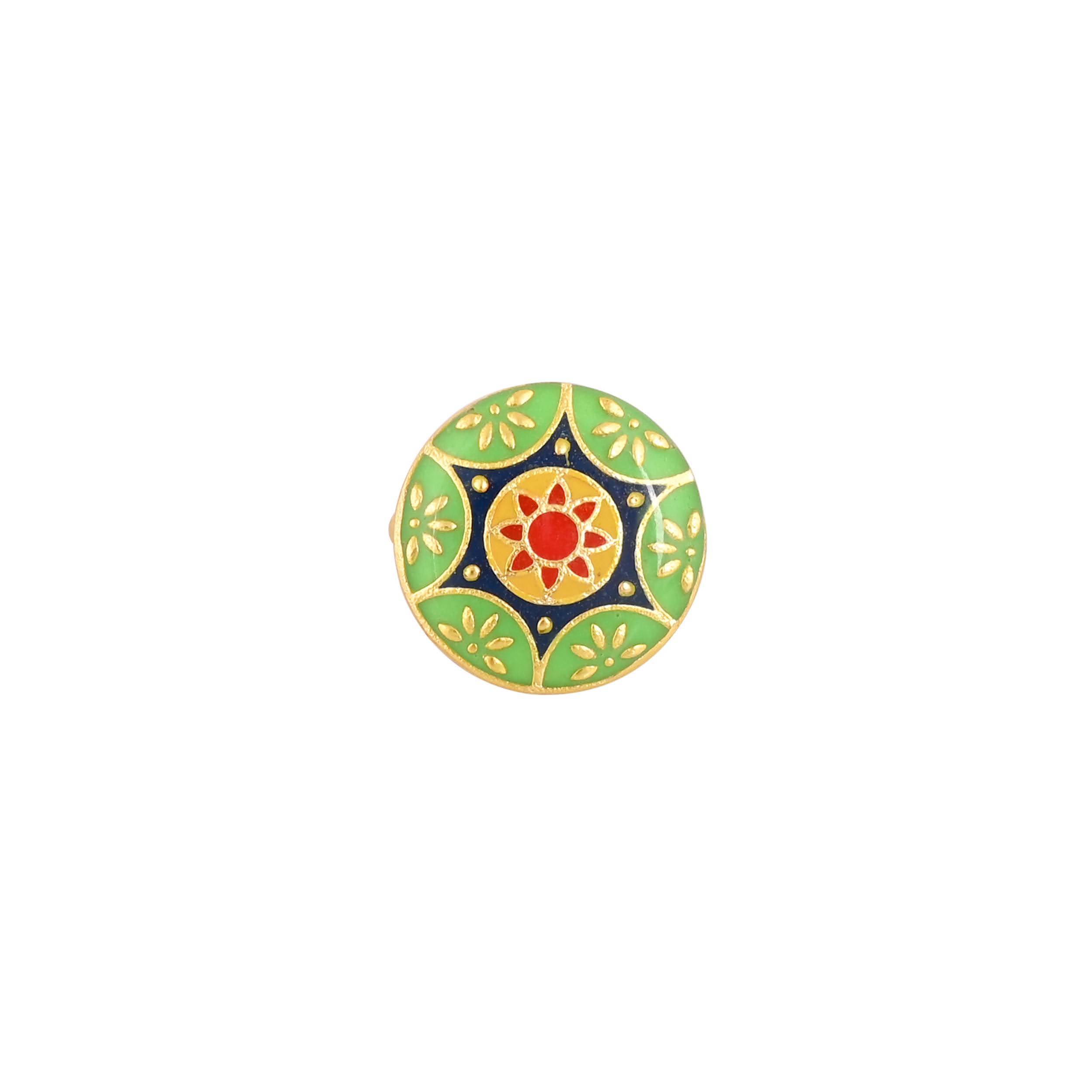 Jewelry/Gold Plated Adjustable Green Ring in Johkibazar - Stylish and Elegant - Image 2
