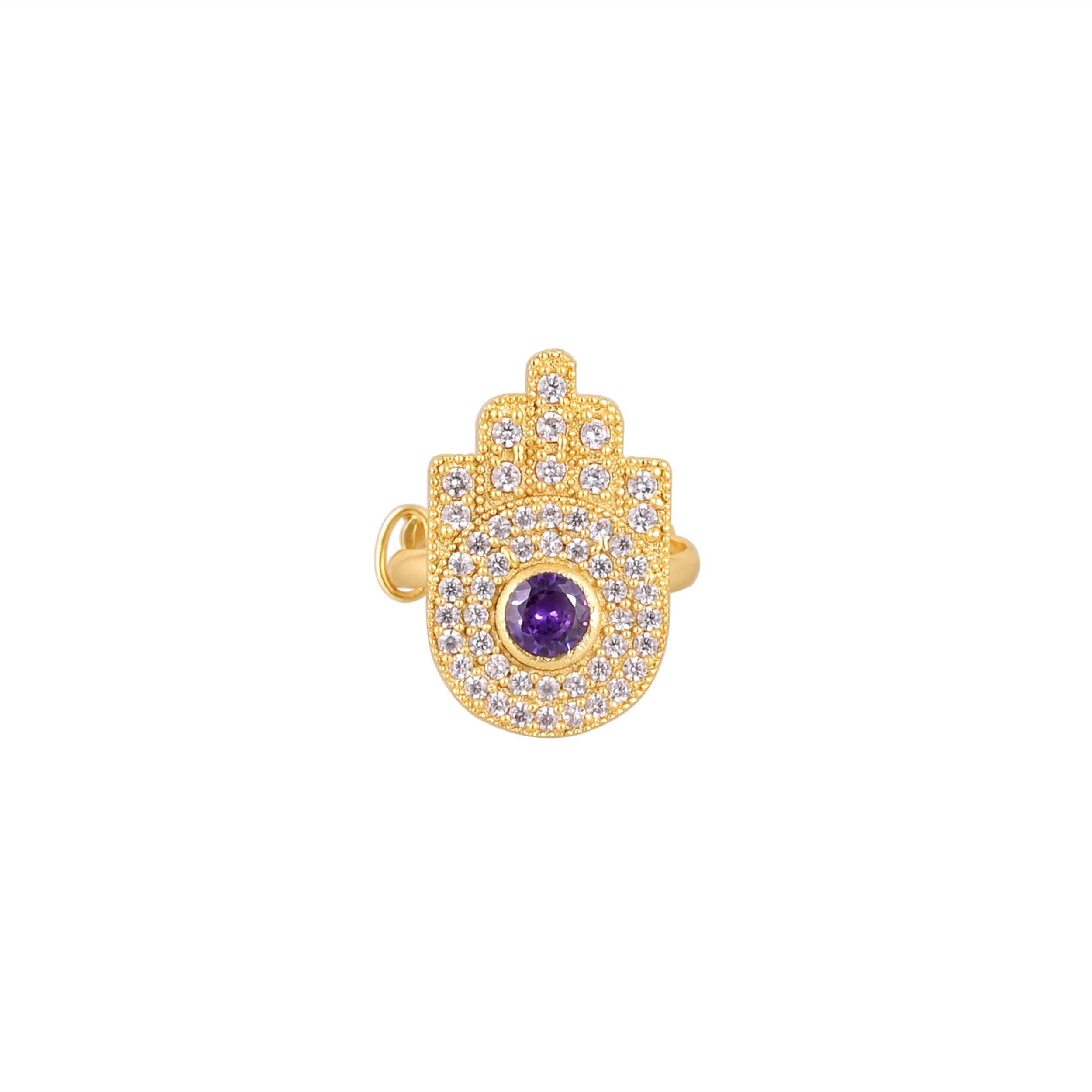 Jewelry/Gold Plated Adjustable Hamsa Hand Ring in Jokhibazar - Symbol of Protection and Elegance - Image 2