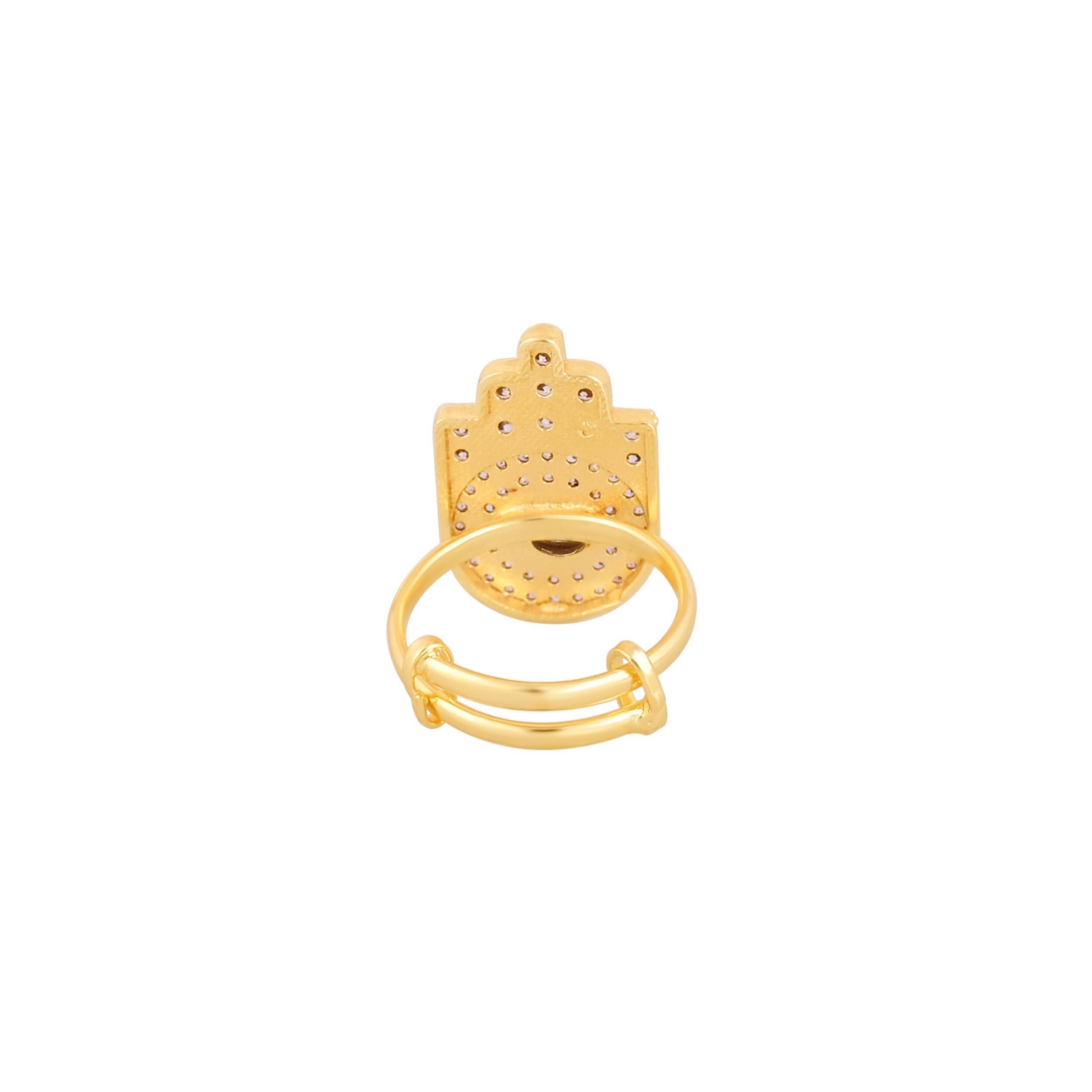 Jewelry/Gold Plated Adjustable Hamsa Hand Ring in Jokhibazar - Symbol of Protection and Elegance - Image 3