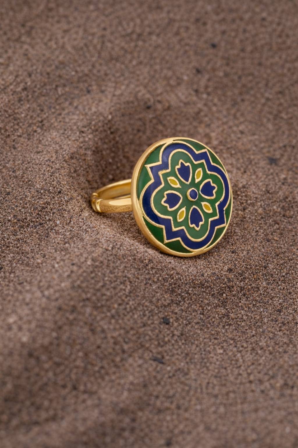 Jewelry/Gold Plated Adjustable Green Ring in Johkibazar: Elevate Your Style -  - Buy Online at SANCTUARY OF JEWELS