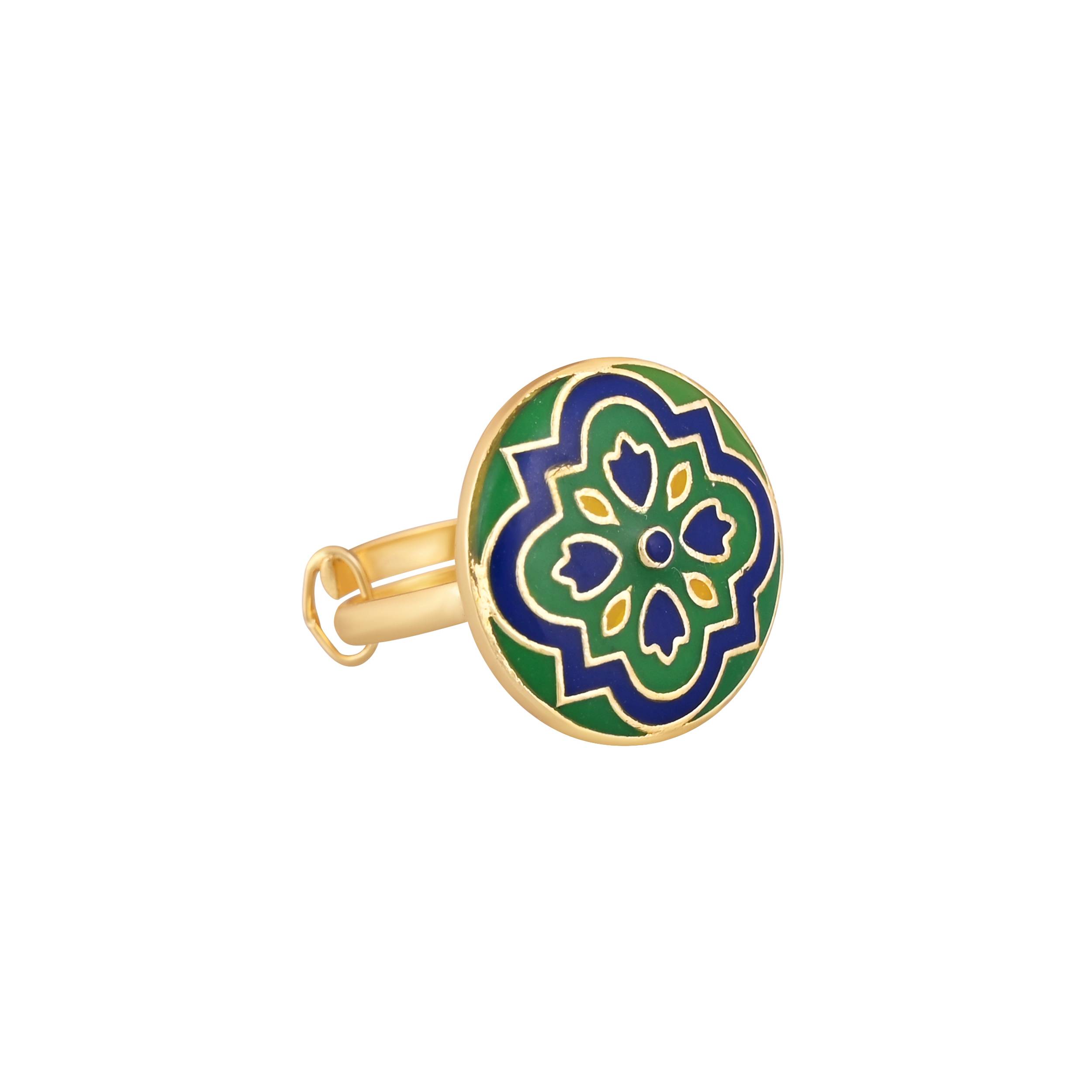 Jewelry/Gold Plated Adjustable Green Ring in Johkibazar: Elevate Your Style - Image 1
