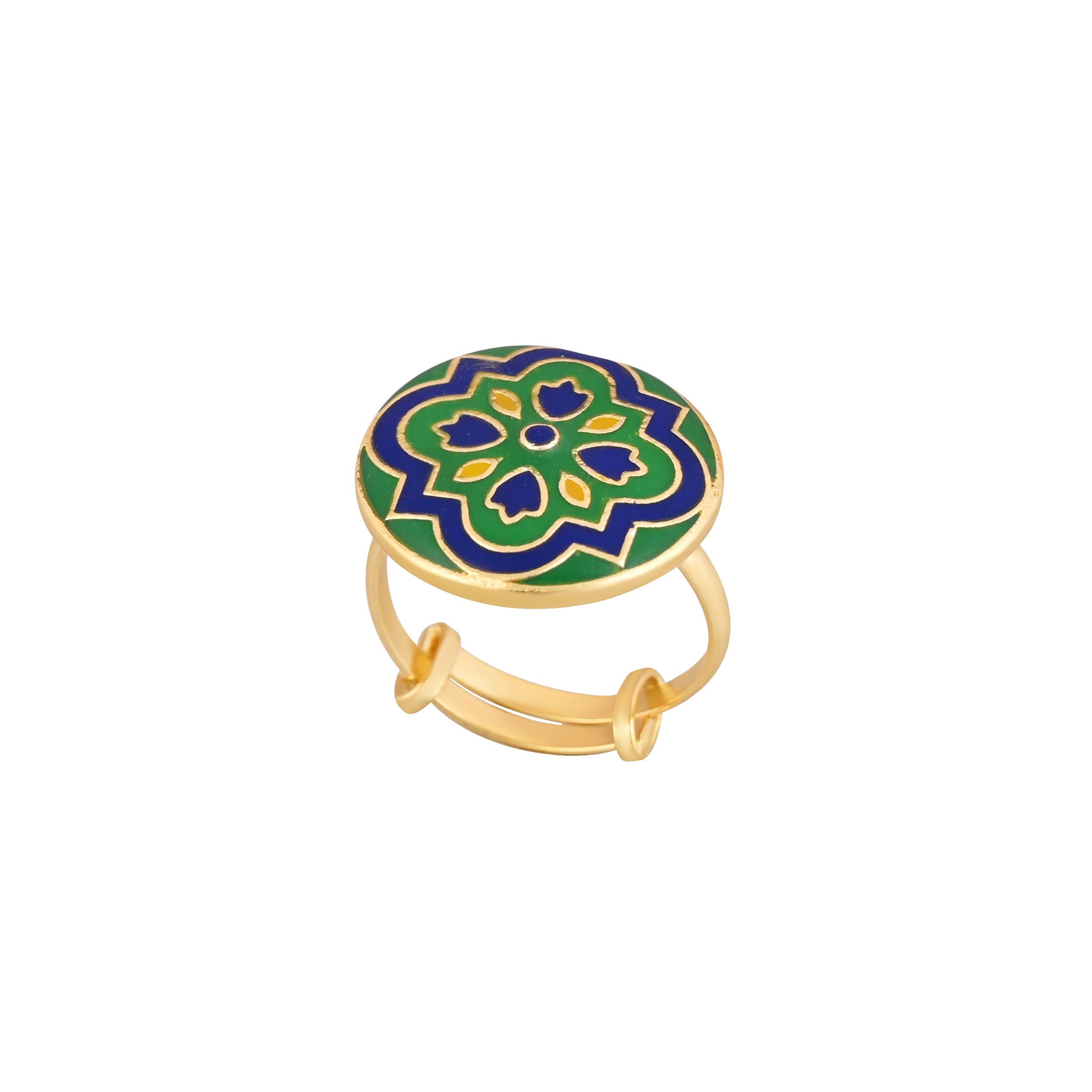 Jewelry/Gold Plated Adjustable Green Ring in Johkibazar: Elevate Your Style - Image 2