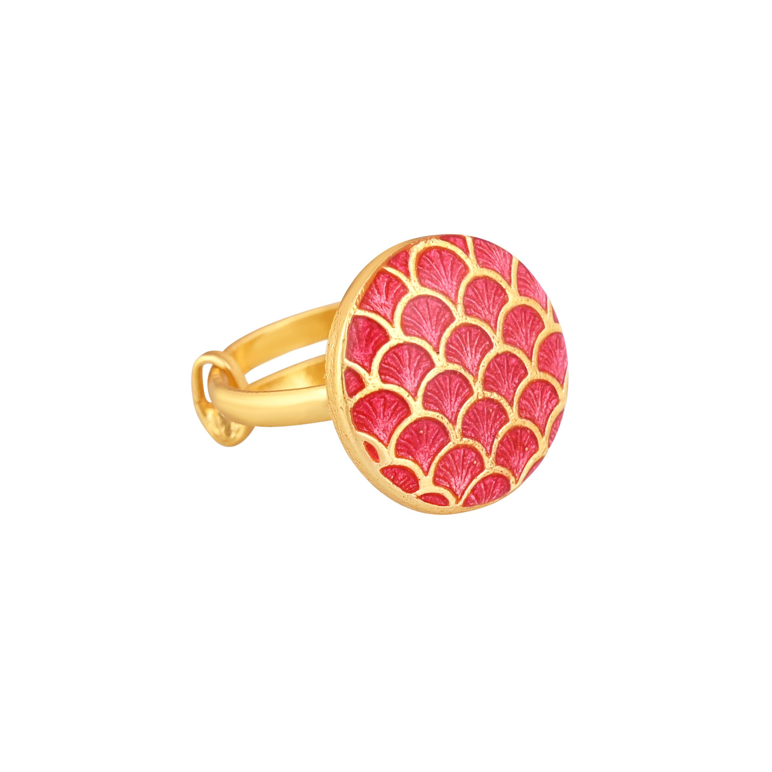 Jewelry/Gold Plated Adjustable Red Ring in Johkibazar - Elevate Your Style - Image 1