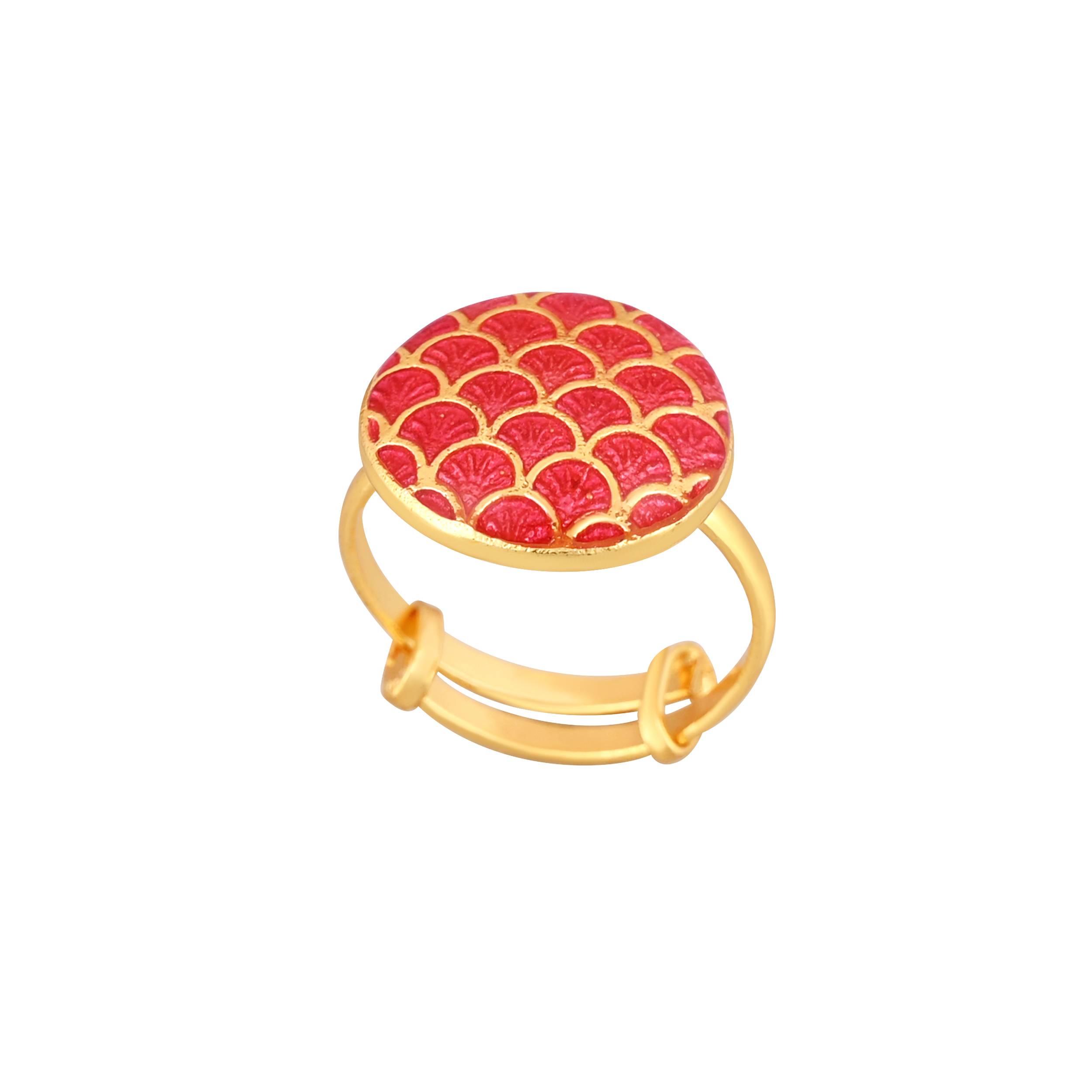 Jewelry/Gold Plated Adjustable Red Ring in Johkibazar - Elevate Your Style - Image 2
