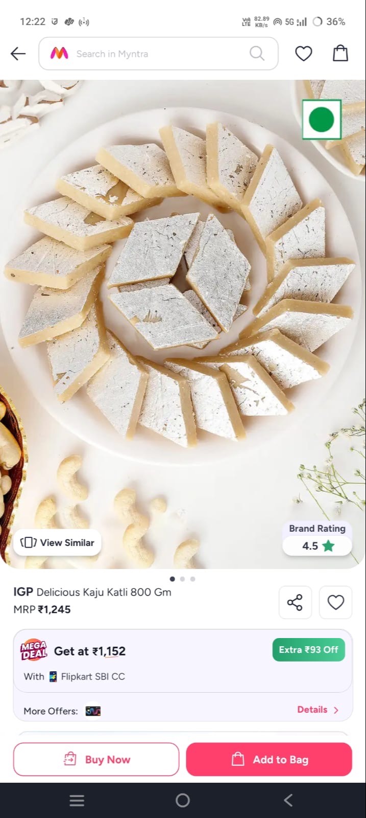 IGP Delicious Kaju Katli in Ali with Rich Cashew Flavor -  - Buy Online at GUPTA HOTEL