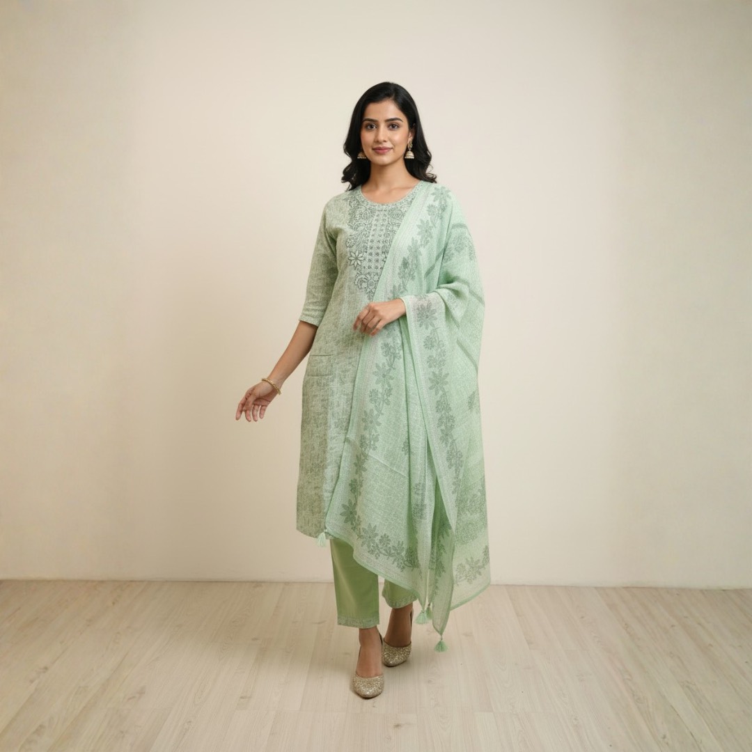 Four Buttons Kurti Set - Image 1