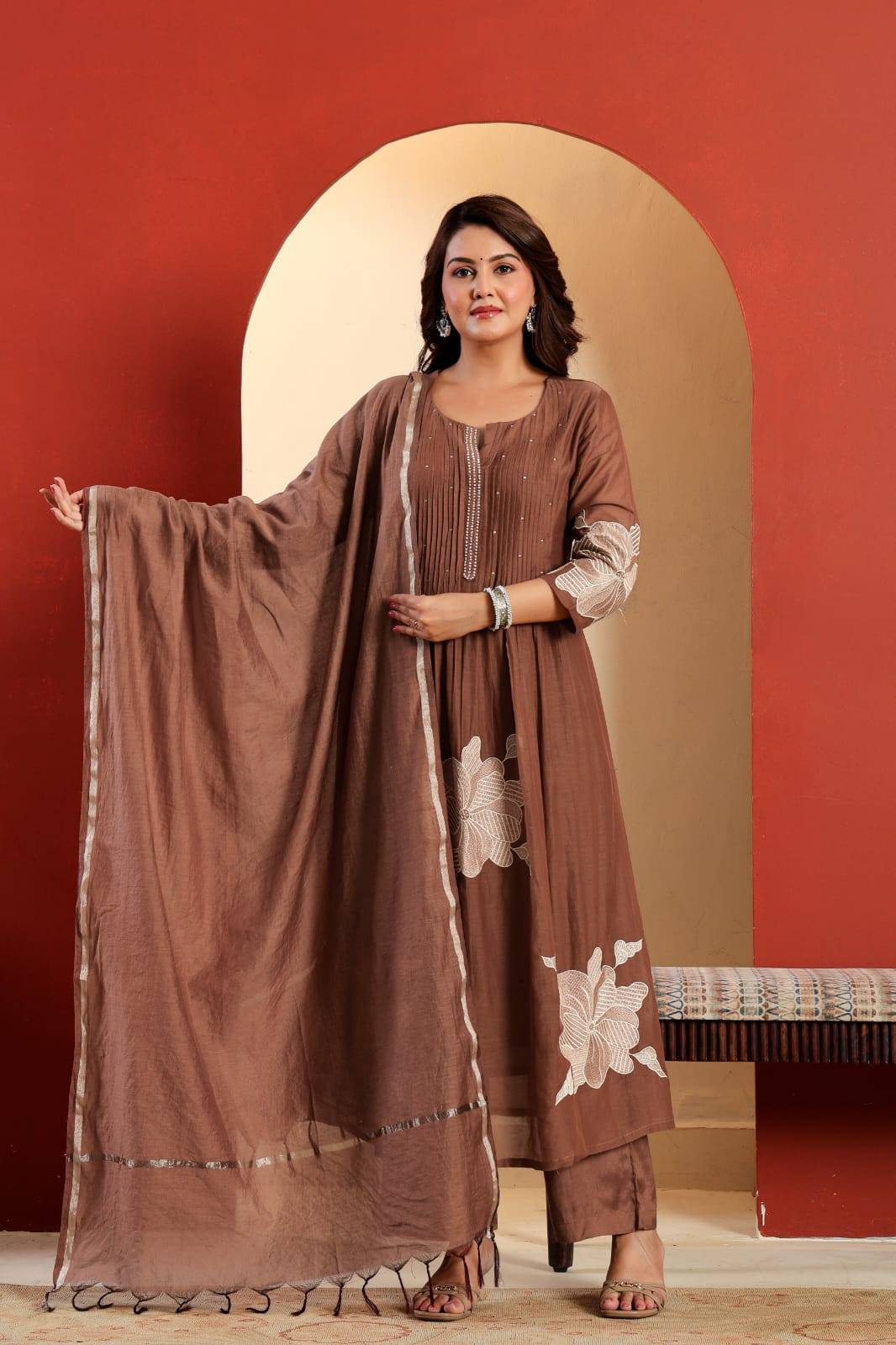 Ethnic Wear Beautiful Cotton Fabric Heavy Article in BRAHMANIYAPARA Embroidered Work -  - Buy Online at RIDDHI FASHION