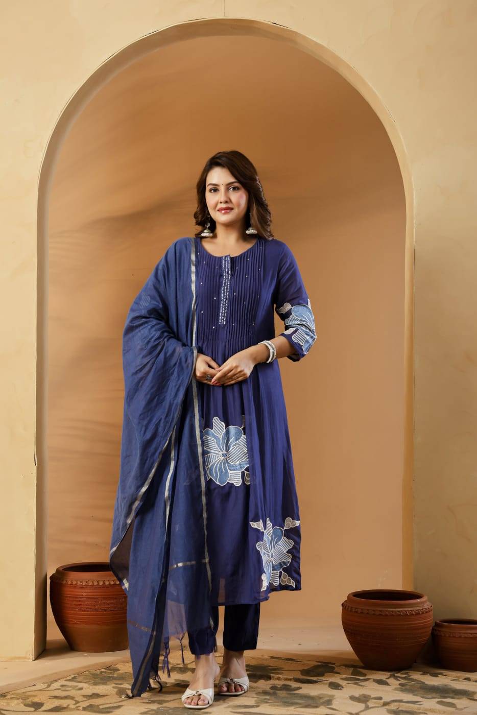 Ethnic Wear Beautiful Cotton Fabric Heavy Article in BRAHMANIYAPARA Embroidered Work -  - Buy Online at RIDDHI FASHION