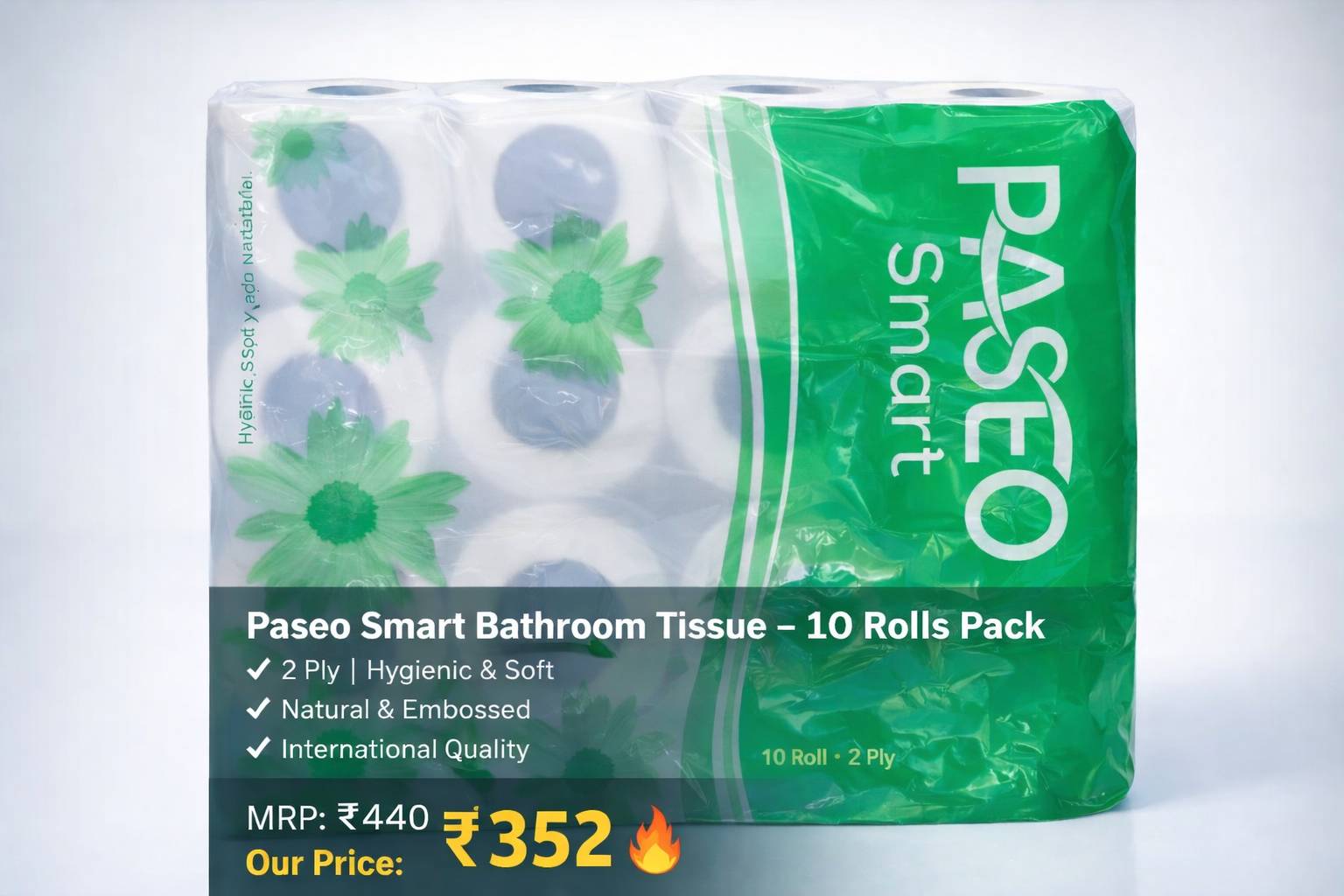 Paseo Smart Bathroom Tissue in Mumbai - Hygienic 2-Ply Rolls -  - Buy Online at NXTGEN SUPERMARKET