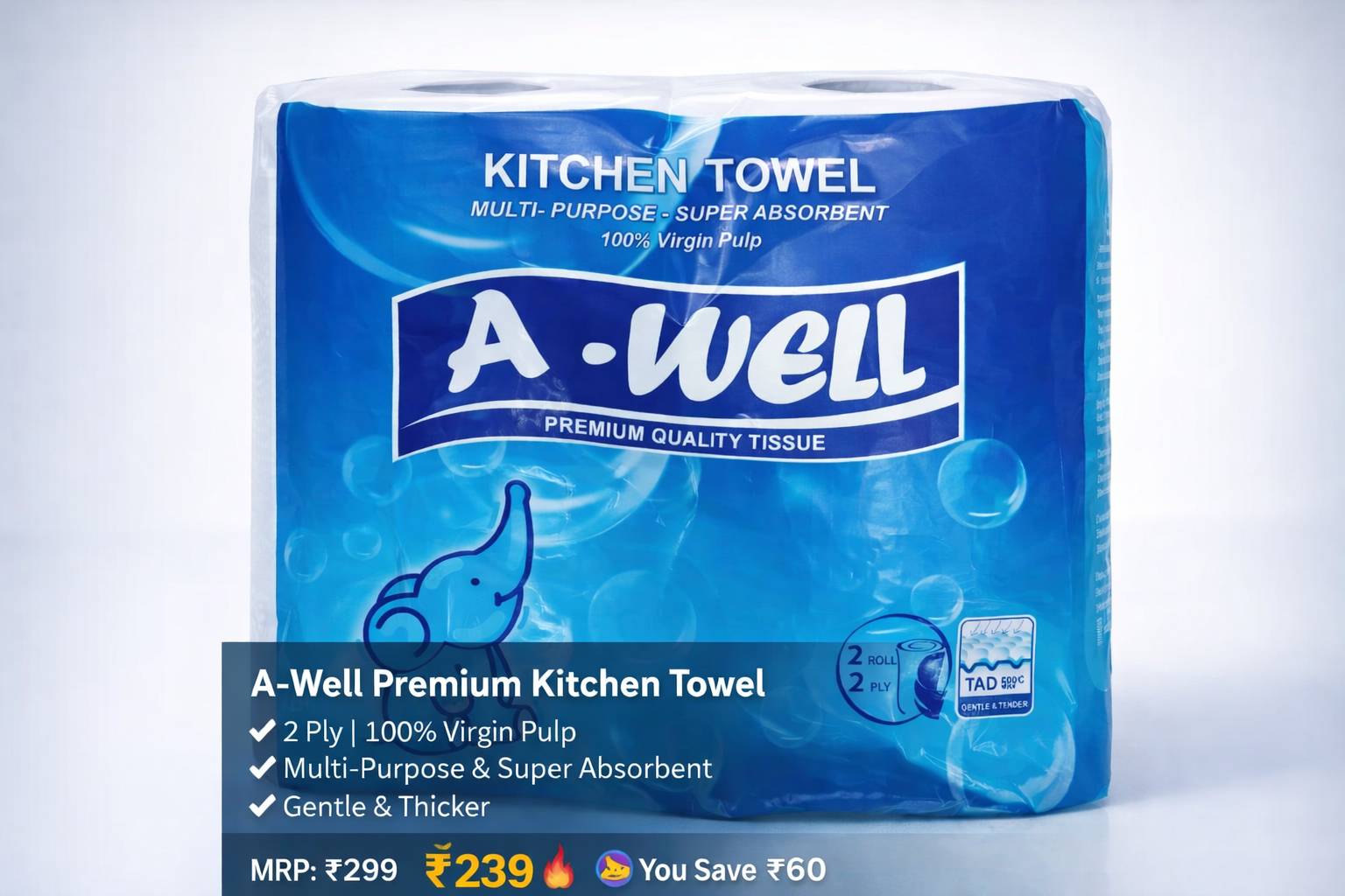 A-Well Premium Kitchen Towel in Mumbai - High Absorbency -  - Buy Online at NXTGEN SUPERMARKET