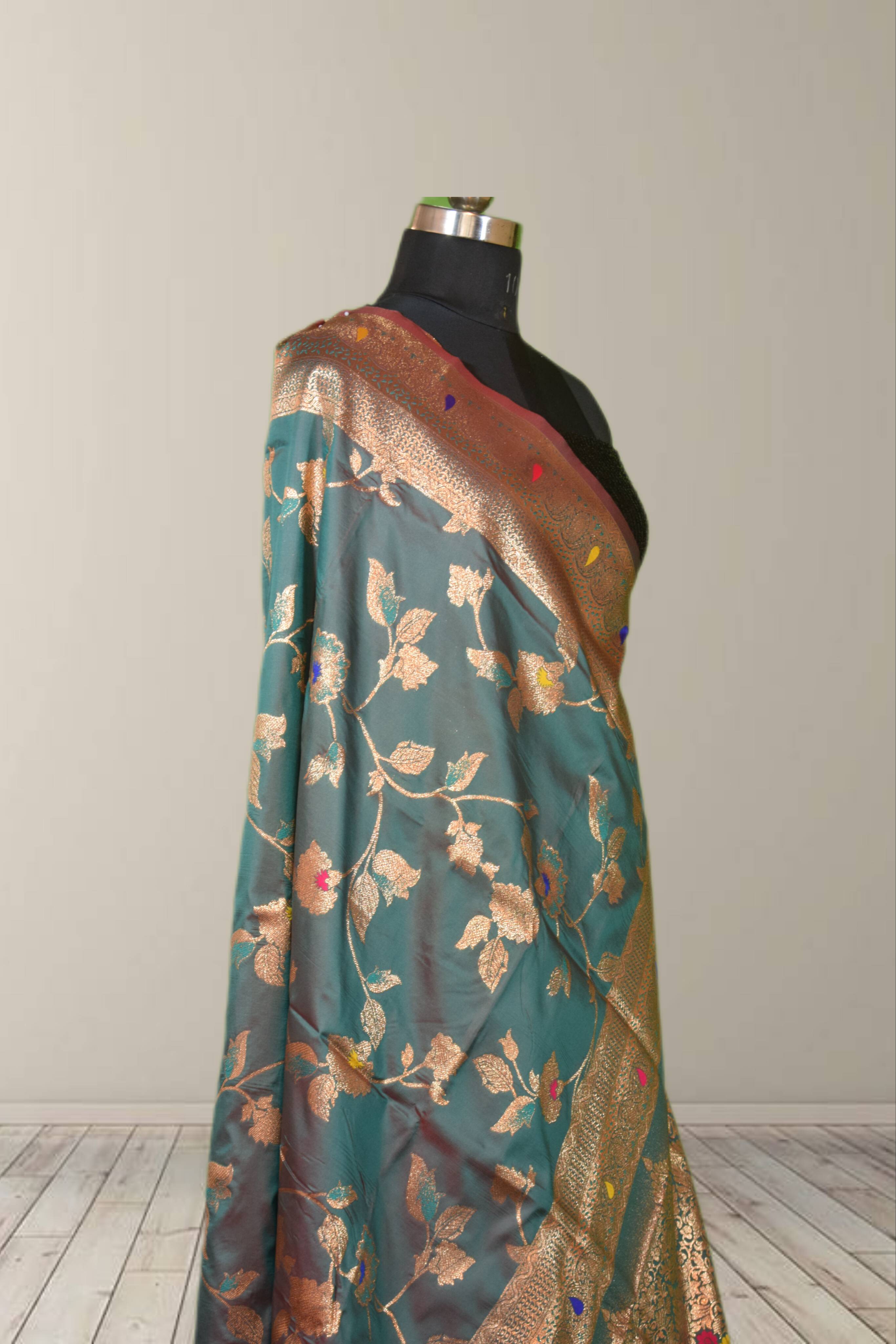 Petthani Silk Saree in Jabalpur with Luxurious Golden Zari Work - Image 1