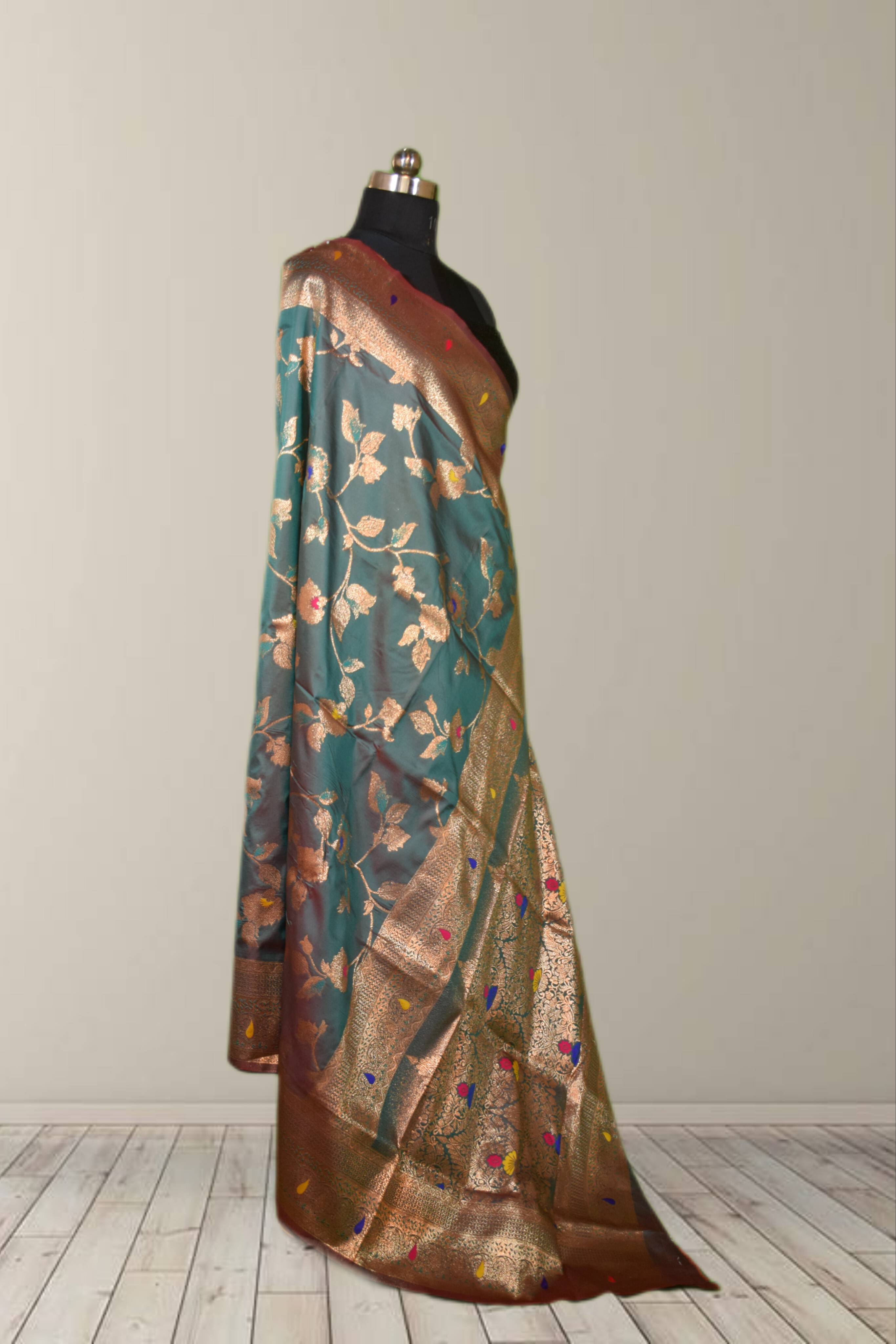 Petthani Silk Saree in Jabalpur with Luxurious Golden Zari Work - Image 2