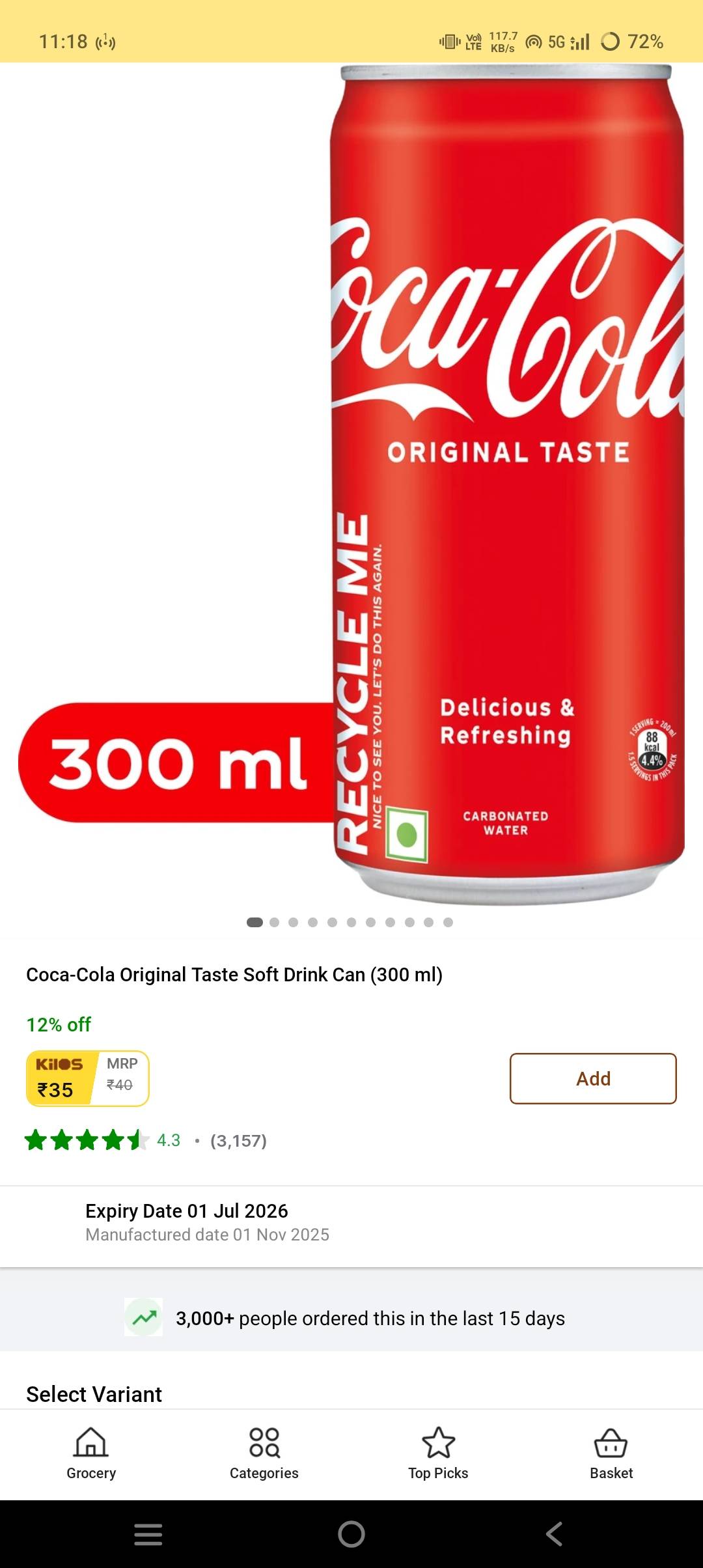 Coca-Cola Soft Drink Can in RITA GUPTA BG ROAD Station - Classic Refreshment -  - Buy Online at RITA GUPTA