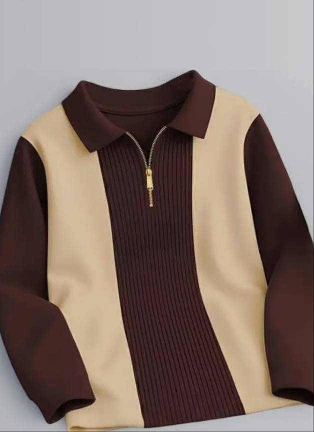 Fashion/Tops in Sangod Two-Tone Ribbed Zip-Up Pullover -  - Buy Online at AKHLESH NAGAR