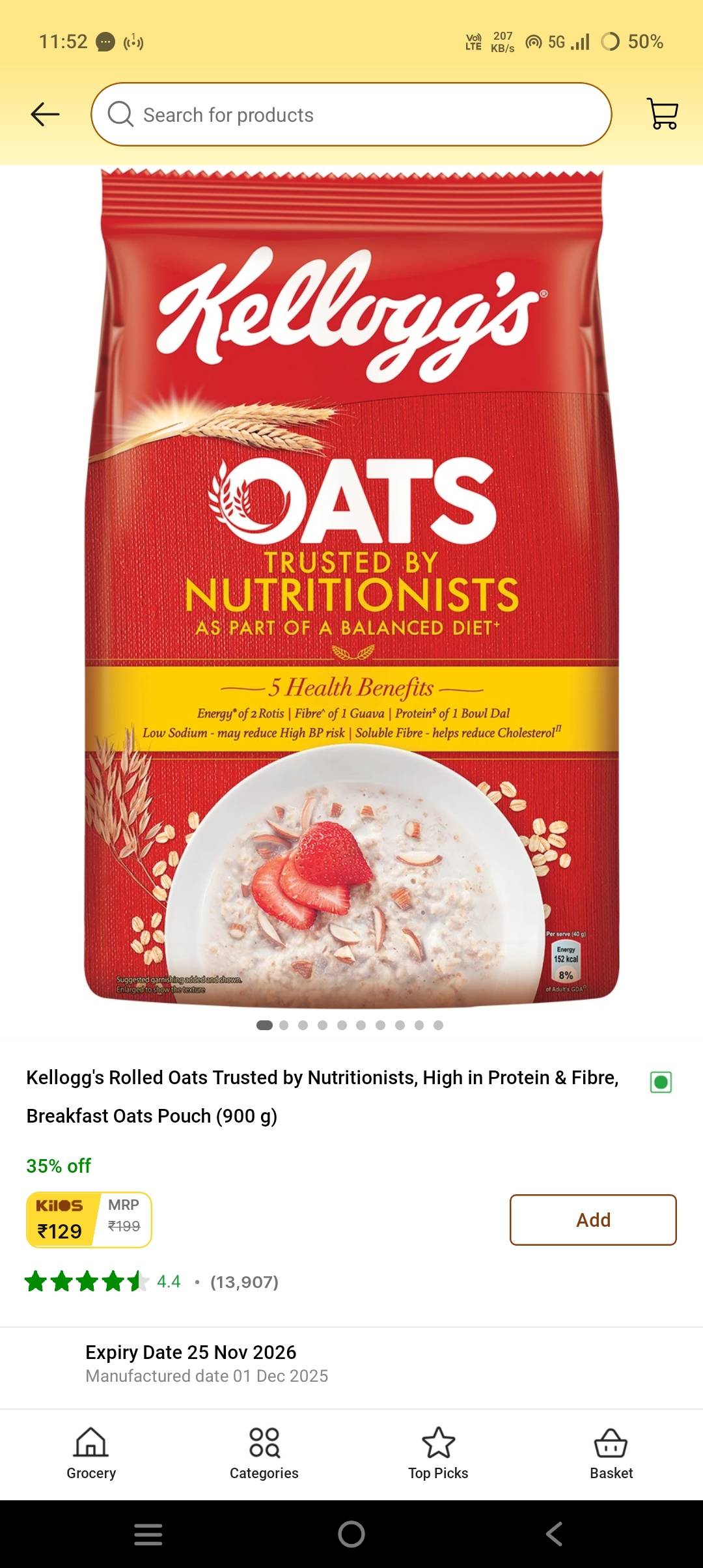 Kellogg's Rolled Oats in Sibsagar - High Protein Breakfast -  - Buy Online at RAMESH GOGOI
