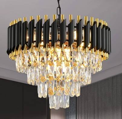 Crystal Chandelier in South Goa: Black+Gold Elegant 600mm -  - Buy Online at SMART LIGHTING AND ELECTRICALS