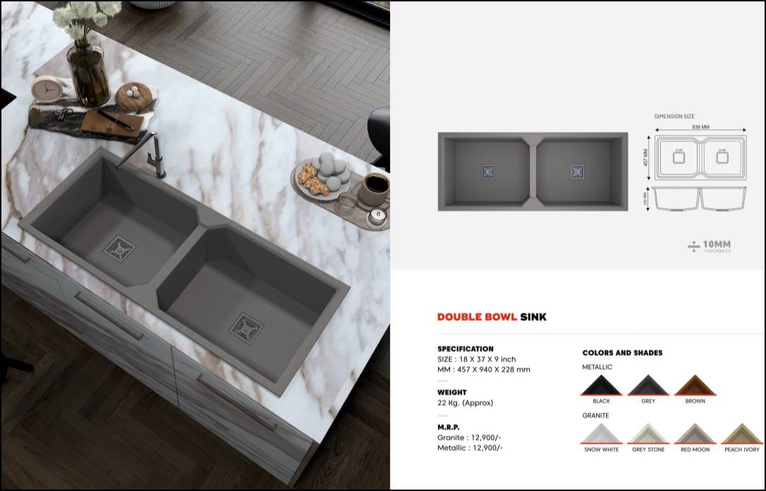 Kitchen Double Bowl Sink in Keshav Arcade, Stylish and Durable Option -  - Buy Online at KUNJ ENTERPRISE