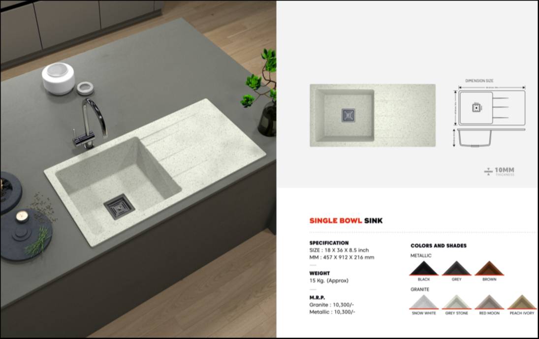 Single Bowl Sink in Keshav Arcade, Ambica College Circle - Multiple Color Options -  - Buy Online at KUNJ ENTERPRISE