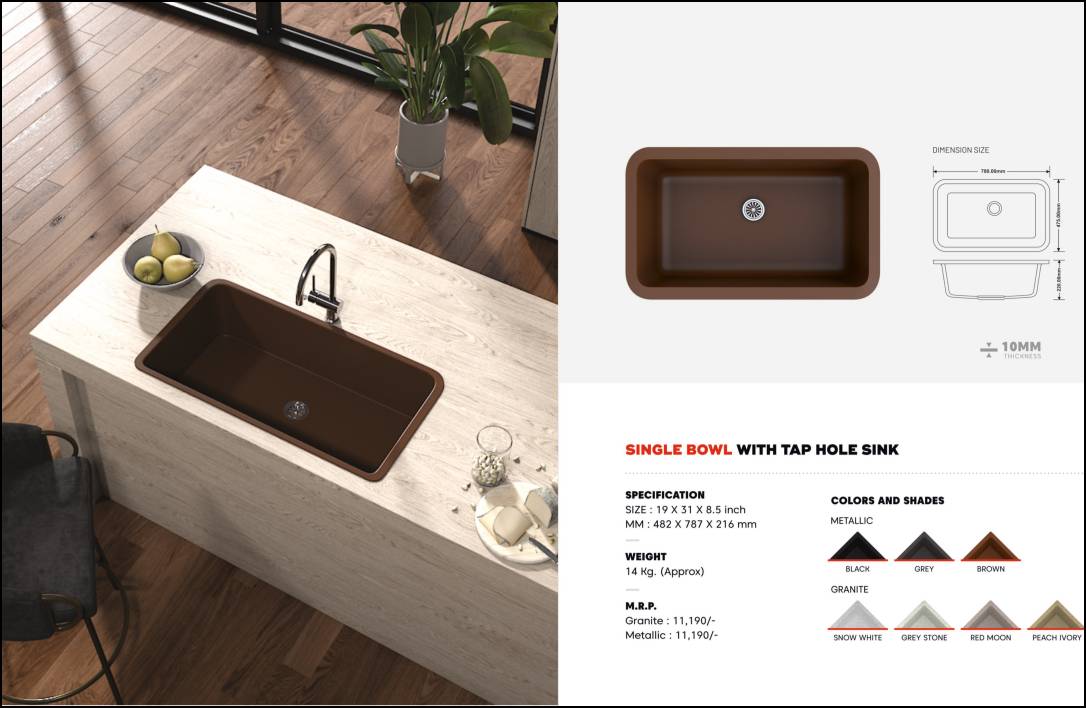 Kitchen Single Bowl Sink in Keshav Arcade, Modern and Robust -  - Buy Online at KUNJ ENTERPRISE