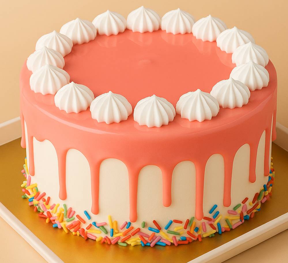 Vanilla Cake in Amritsar with Strawberry Glaze and Sprinkles -  - Buy Online at THE SANDWICH COMPANY