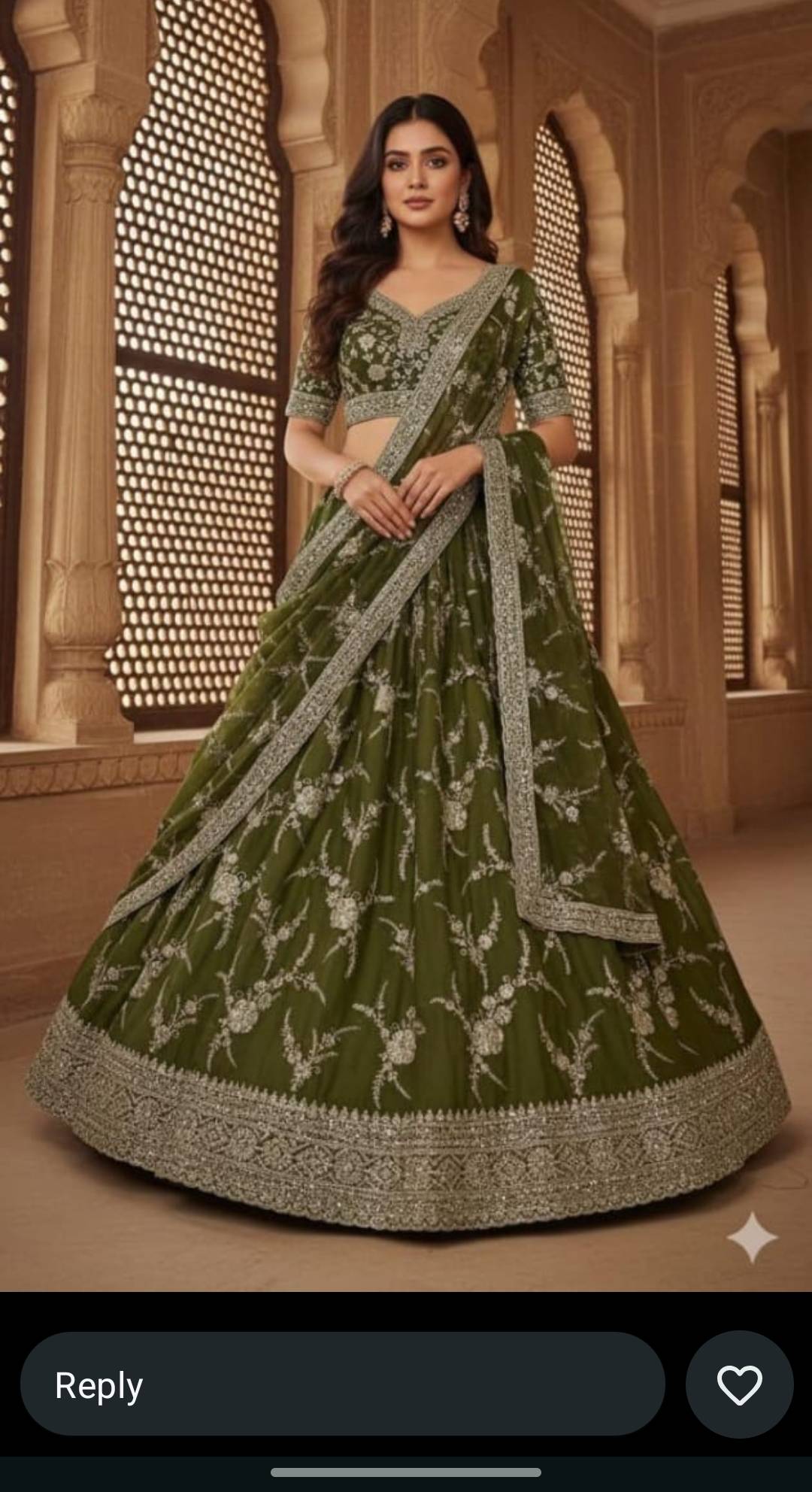  Embroidered Lehenga Choli in Amroha: Elegant Olive Green Style S S MATCHING CENTER 0 BEGUM SARA  KALAN MUSTAKIM  MANSOORI WALI GALI PO COURT CHAURAHA AMROHA UTTAR PRADESHLANDMARK Ikram Masjid