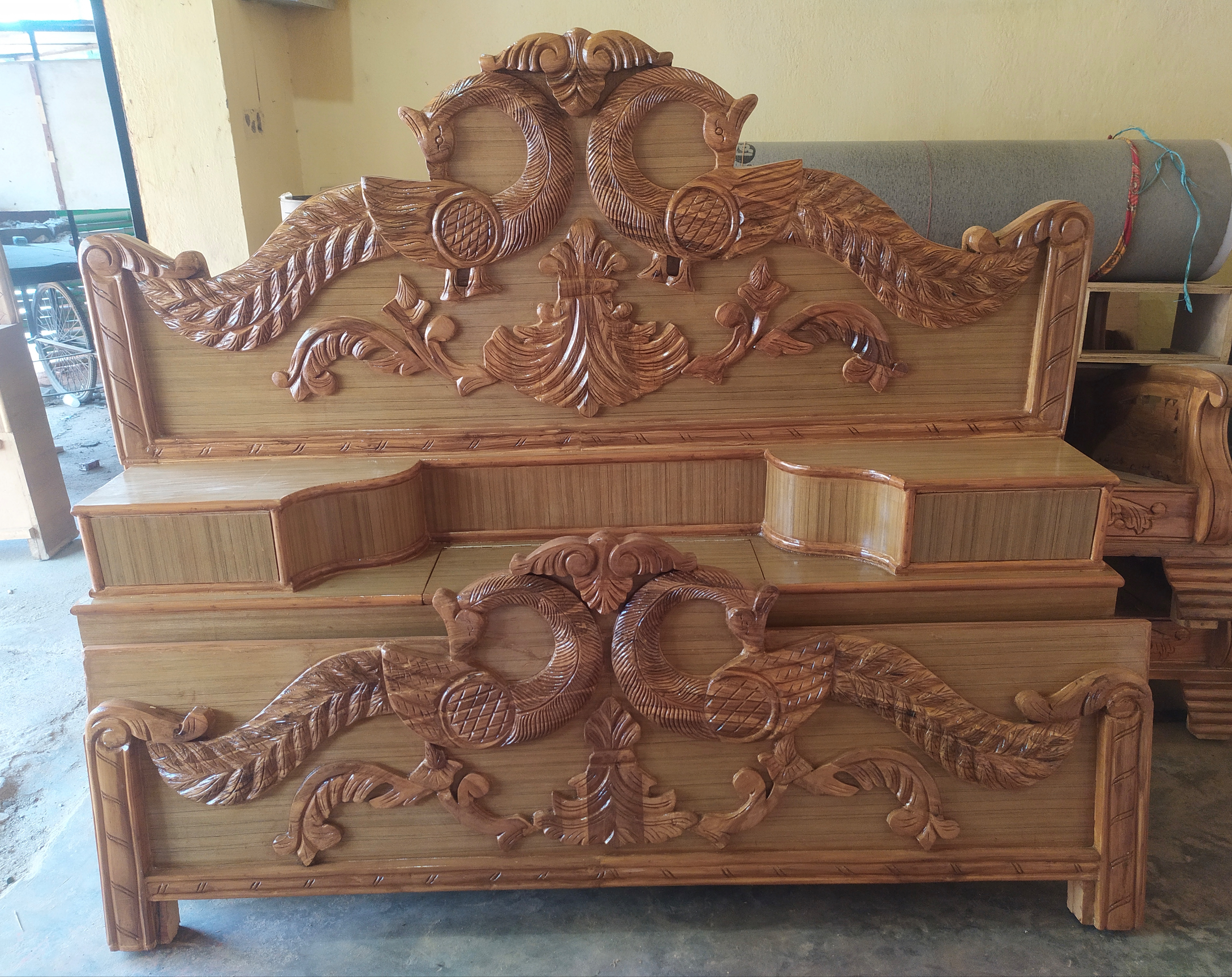 Handcrafted Wooden Bed in C O LAKHI with Intricate Carvings -  - Buy Online at LAKHI FURNITURE
