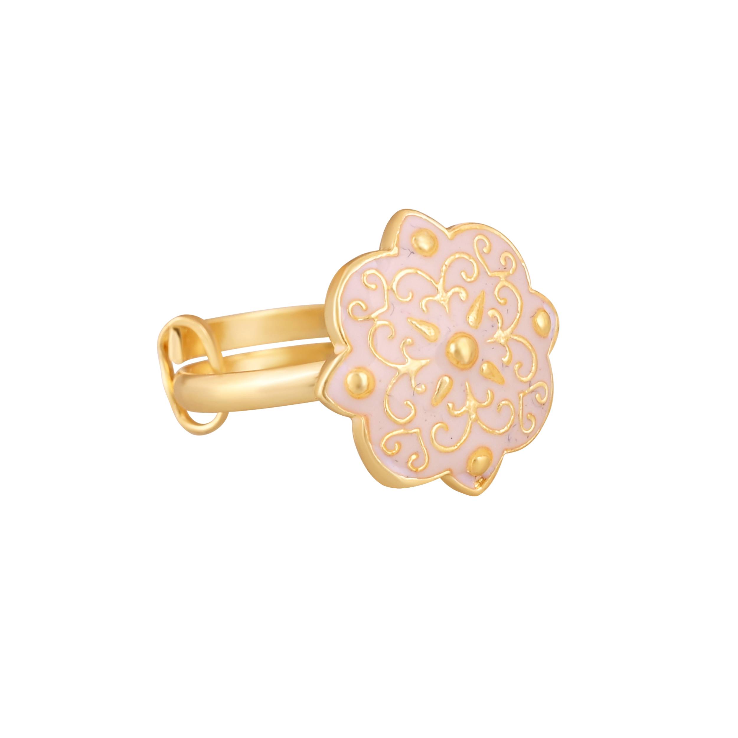 Gold Plated Adjustable White Ring in johri bazaar, jaipur - Elevate Your Style - Image 1