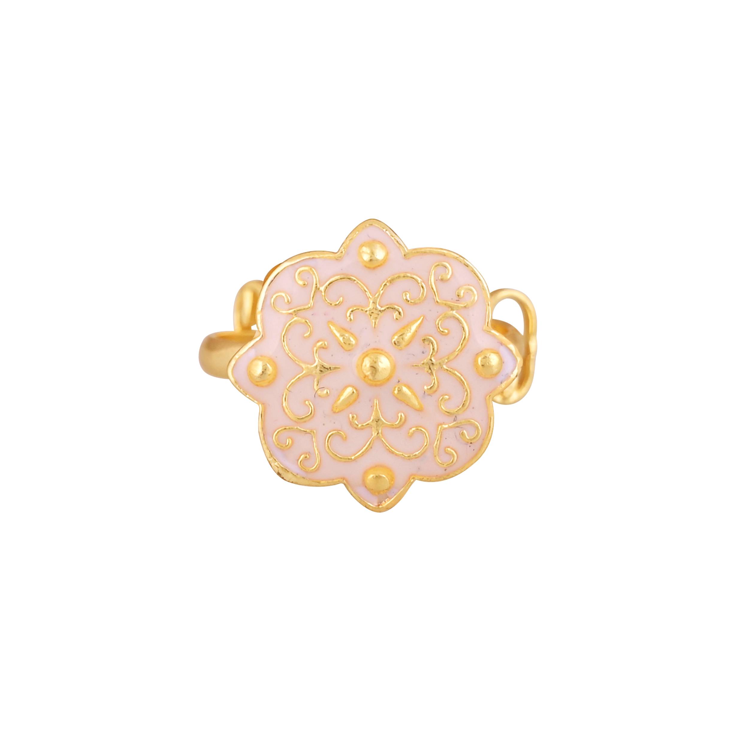 Gold Plated Adjustable White Ring in johri bazaar, jaipur - Elevate Your Style - Image 3