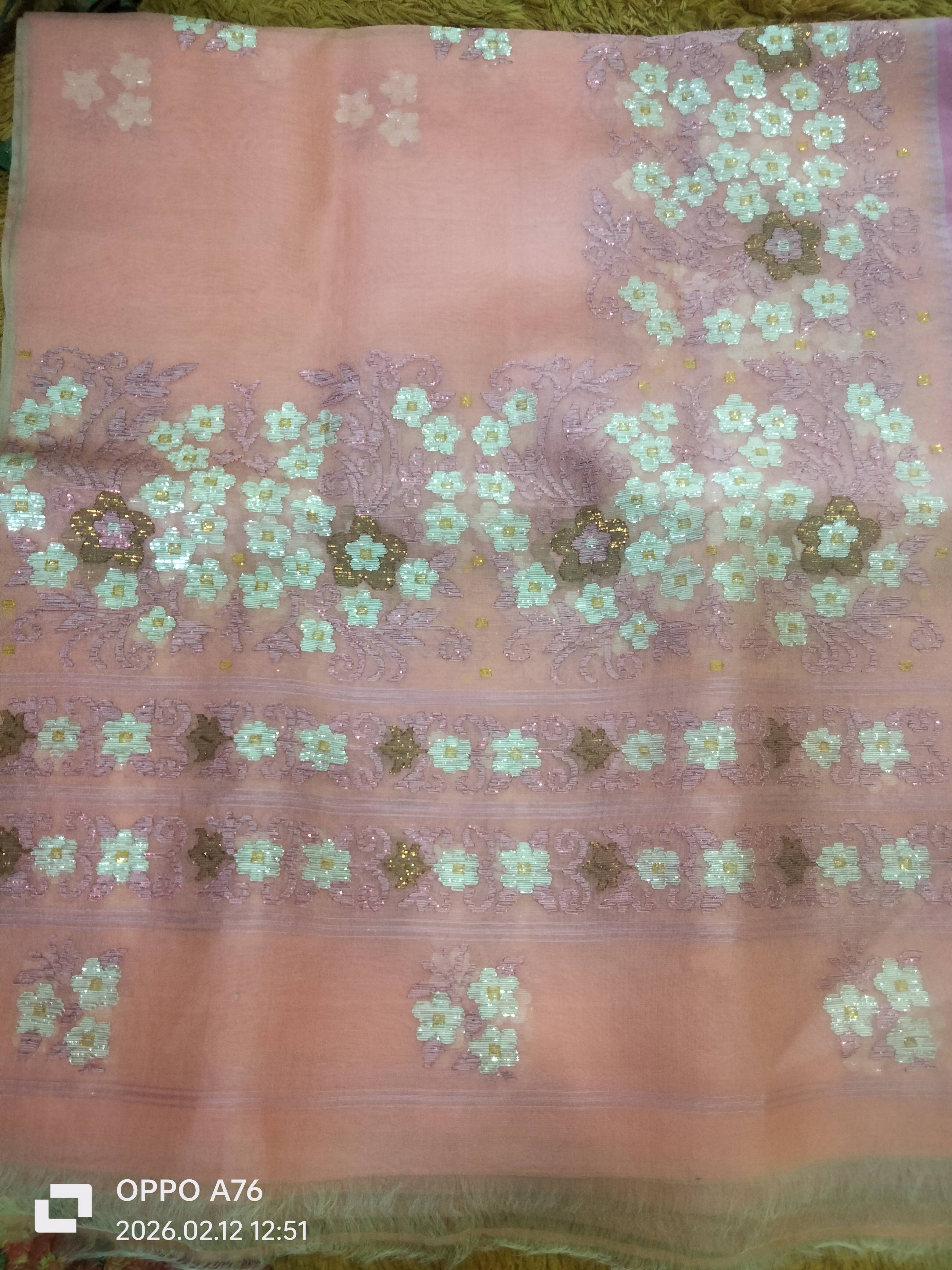 Chiffon Saree in Pukhrambam Leirar - Elegant Floral Embroidery -  - Buy Online at BIDESHWORI THOKCHOM