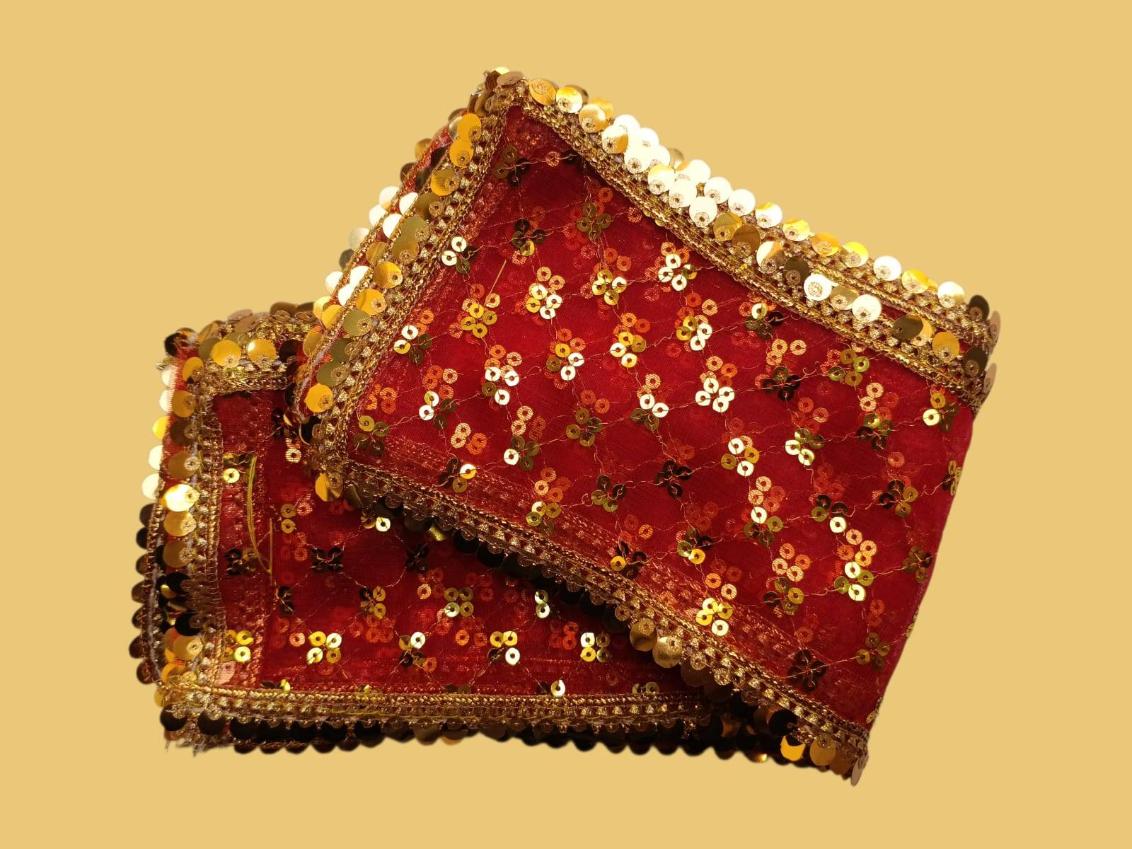 Mata Ki Chunari Sequin Work On Tissue Net -  - Buy Online at RAJESHWARI TRADERS