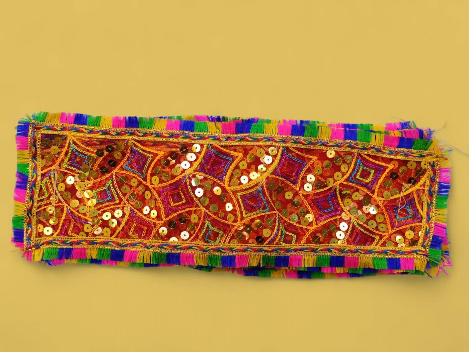 Mata Ki Chunari Sequin Work On Tissue Net - Image 2