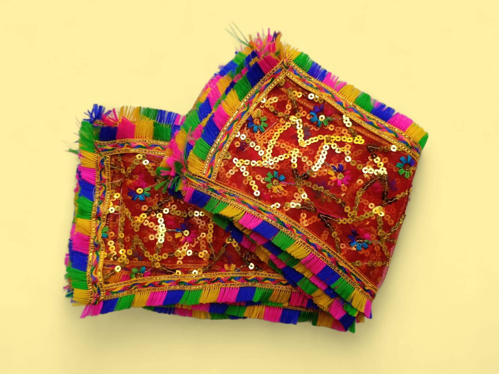  Mata Ki Chunari Sequin Work On Tissue Net RAJESHWARI TRADERS JANAKPURI CHOWK NEARDHOBIYAN MANDIR