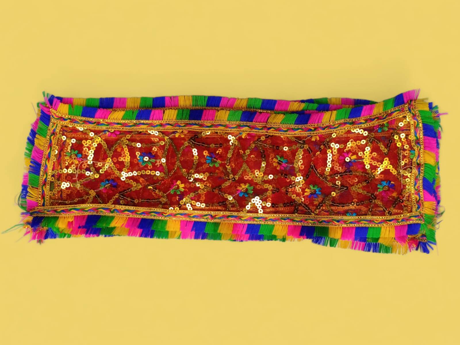 Mata Ki Chunari Sequin Work On Tissue Net - Image 2