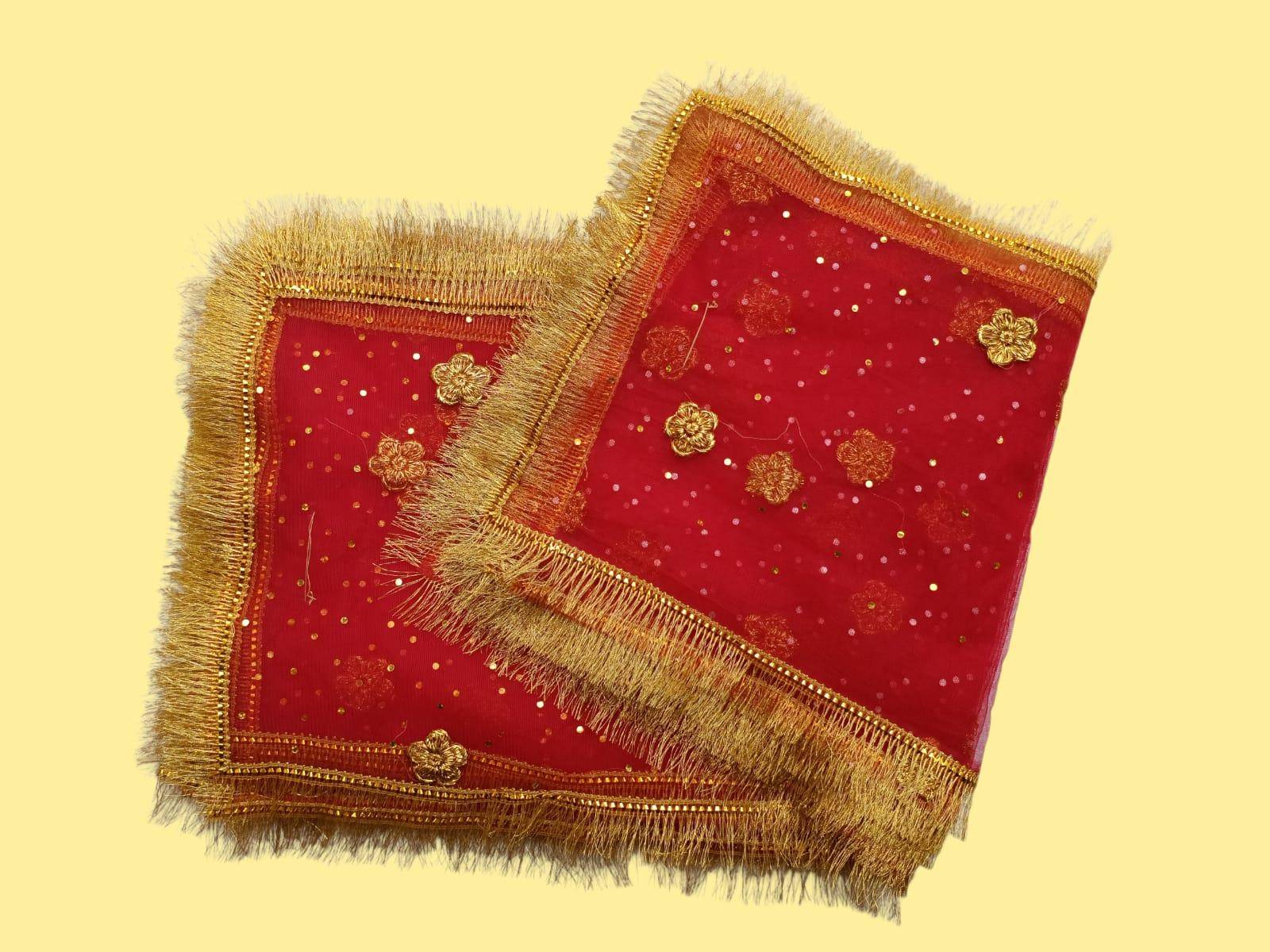  Mata Ki Chunari Thread Work On Mono Net RAJESHWARI TRADERS JANAKPURI CHOWK NEARDHOBIYAN MANDIR