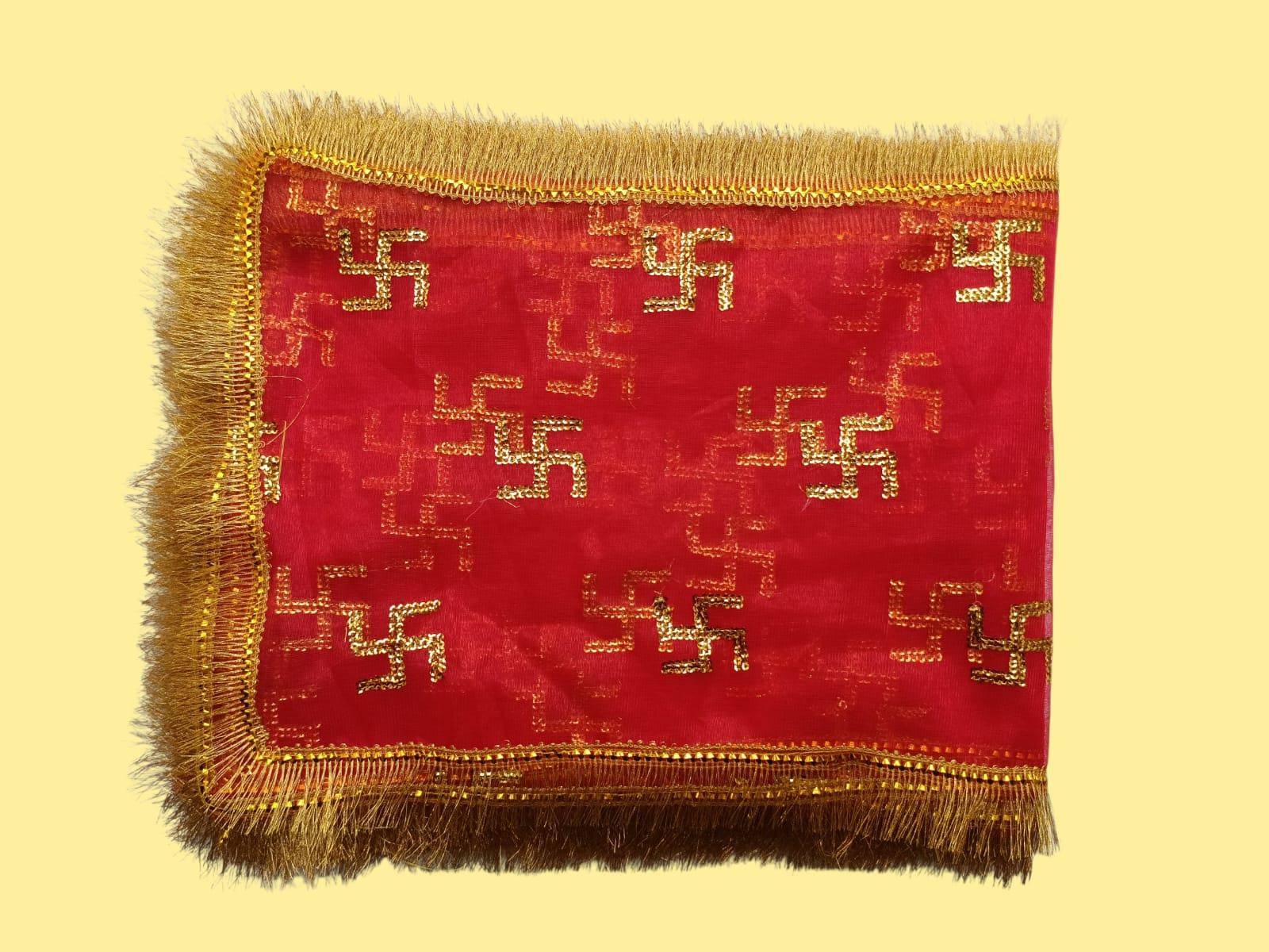 Mata Ki Chunari Sequin Work On Tissue Net - Image 1