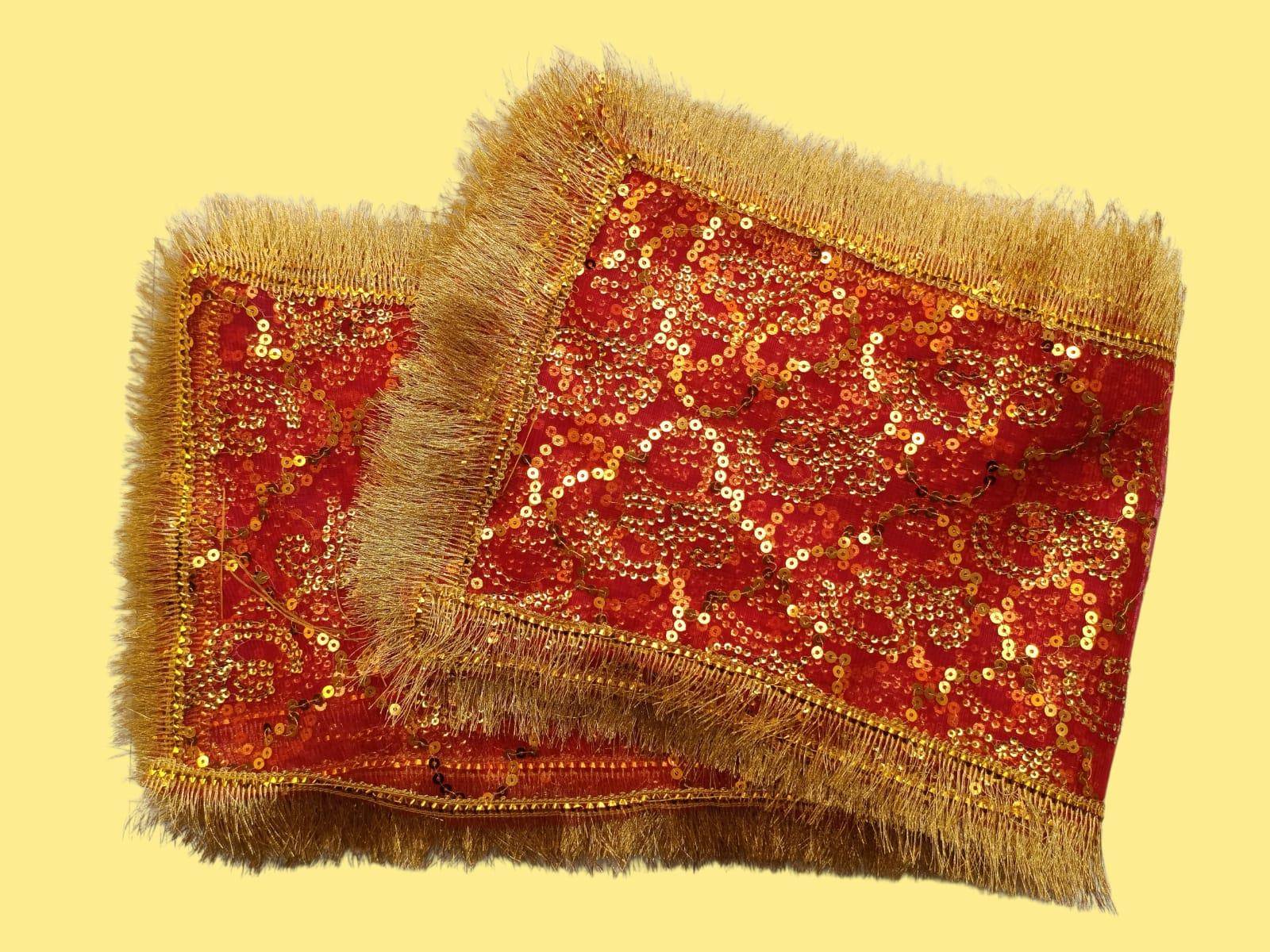 Mata Ki Chunari Sequin Work On Tissue Net - Image 1