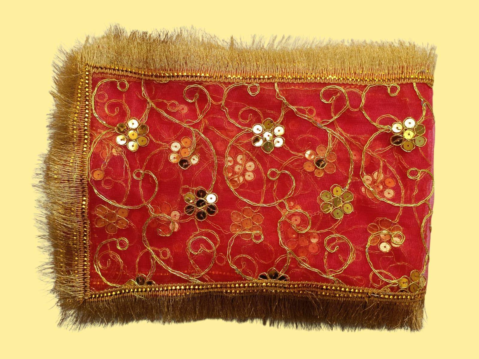 Mata Ki Chunari Sequin Work On Tissue Net - Image 1