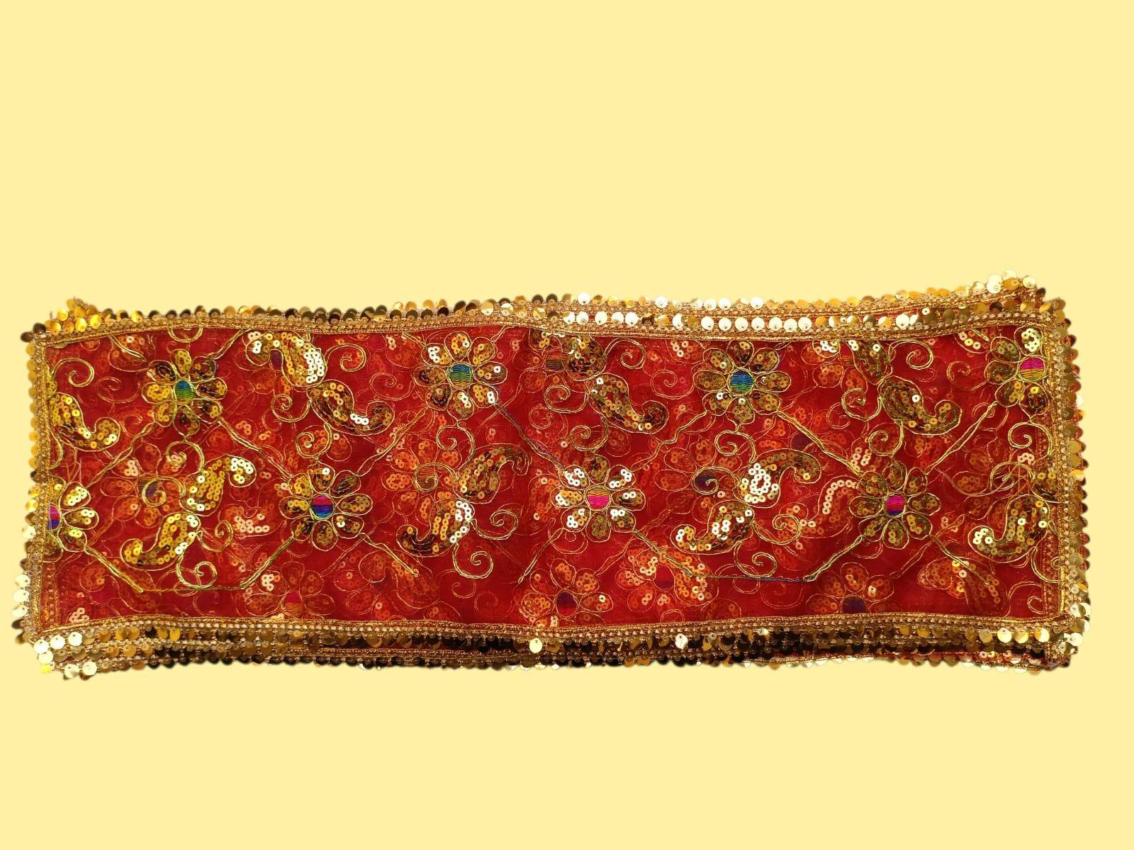Mata Ki Chunari Sequin Work On Tissue Net - Image 2
