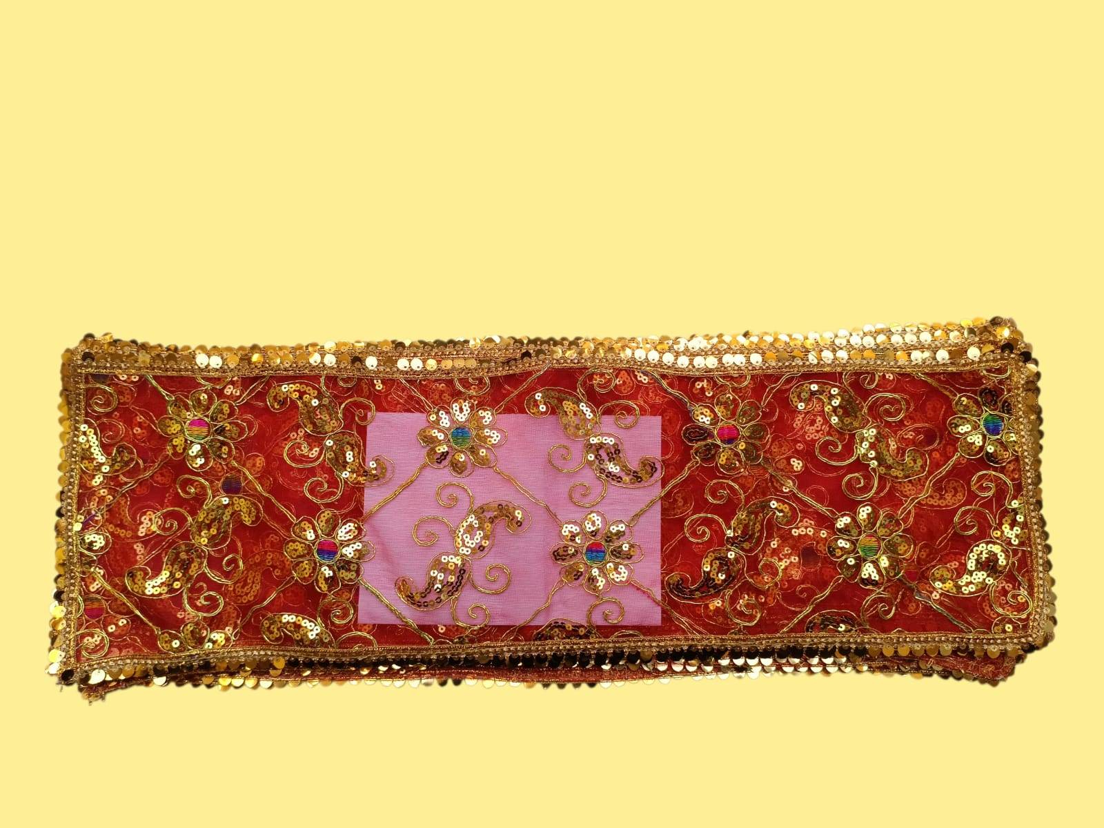 Mata Ki Chunari Sequin Work On Tissue Net - Image 3