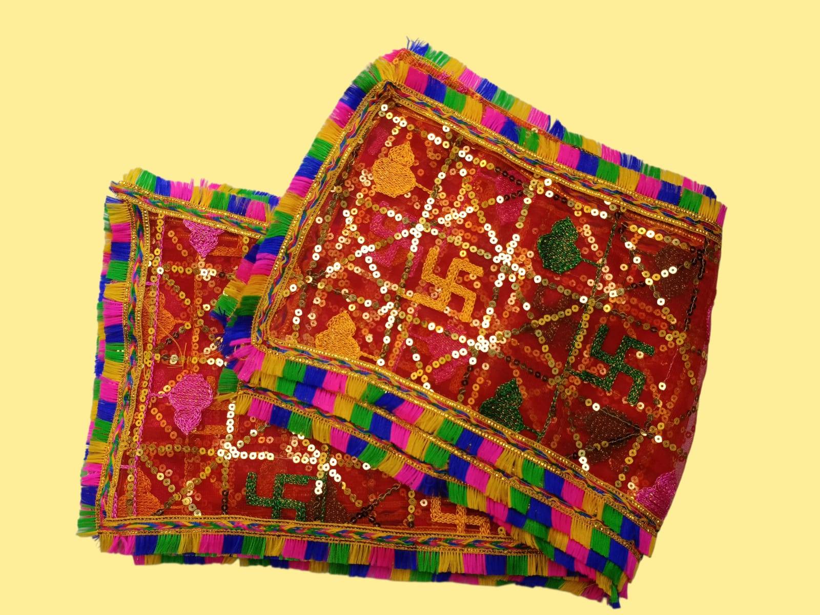  Mata Ki Chunari Sequin Work On Tissue Net RAJESHWARI TRADERS JANAKPURI CHOWK NEARDHOBIYAN MANDIR