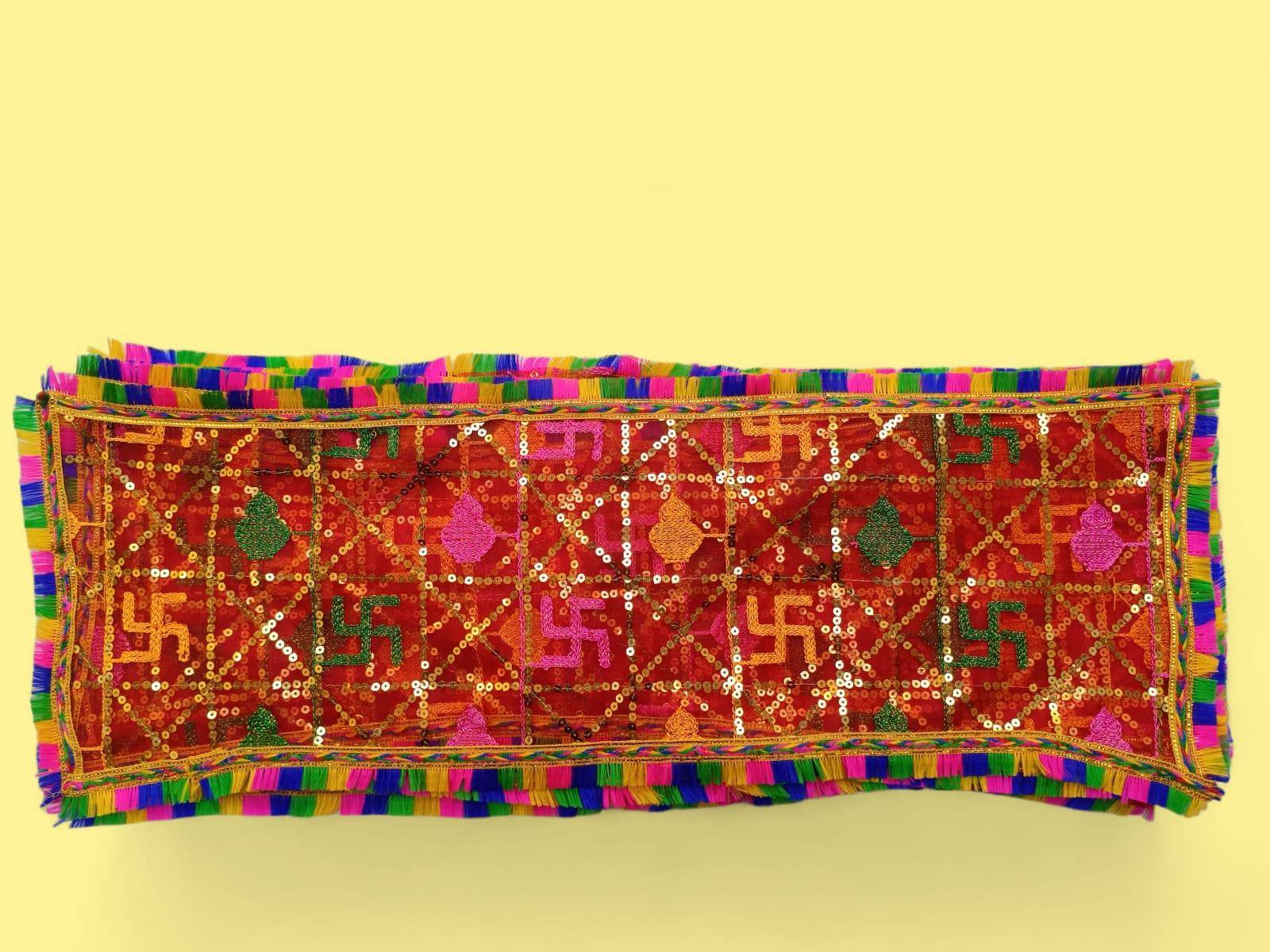 Mata Ki Chunari Sequin Work On Tissue Net - Image 2