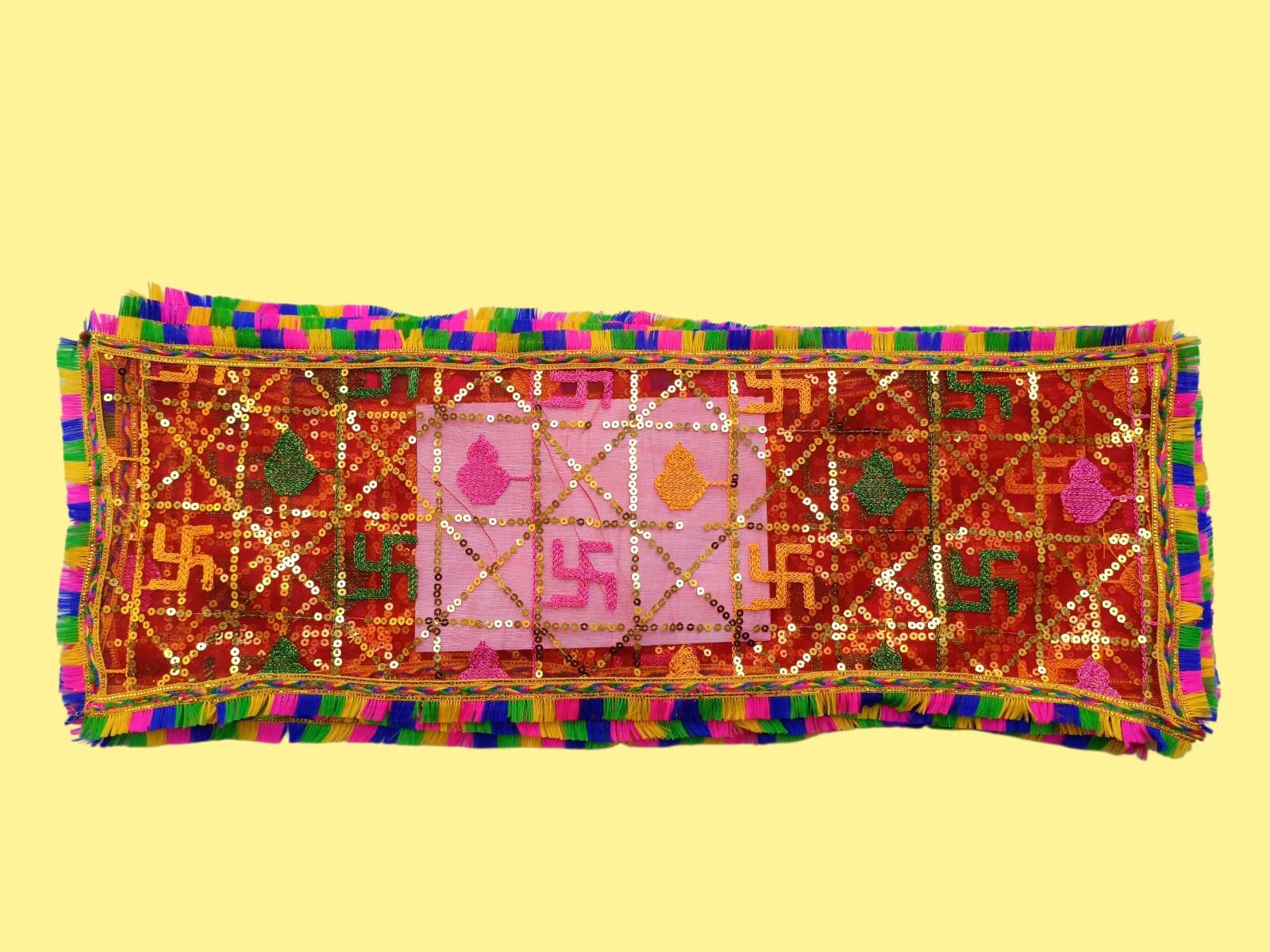 Mata Ki Chunari Sequin Work On Tissue Net - Image 3