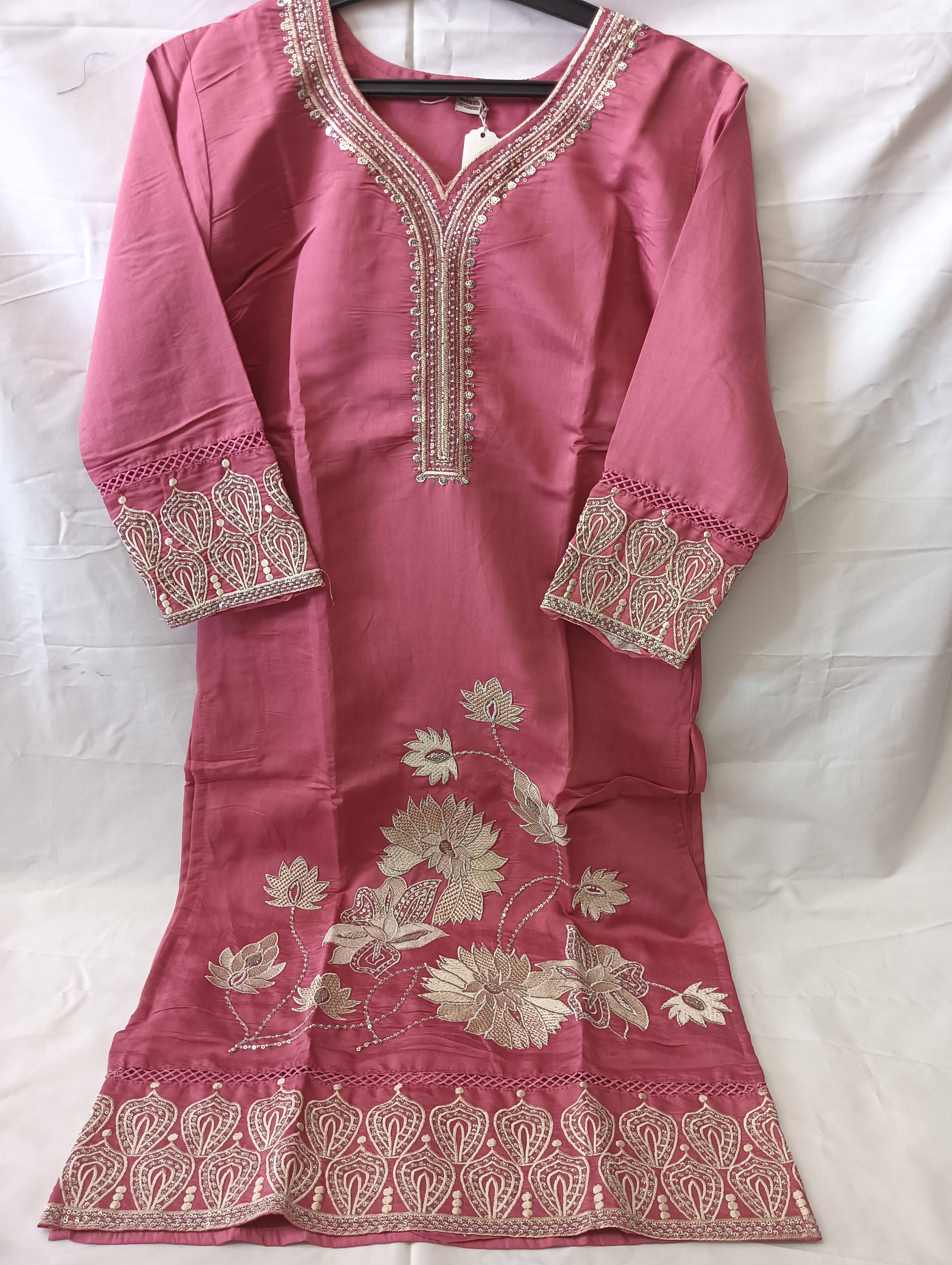 SHREE JI FASHION Chanderi Suit Set in Maheshwar: Elegant Embroidered Pink Design - Image 2