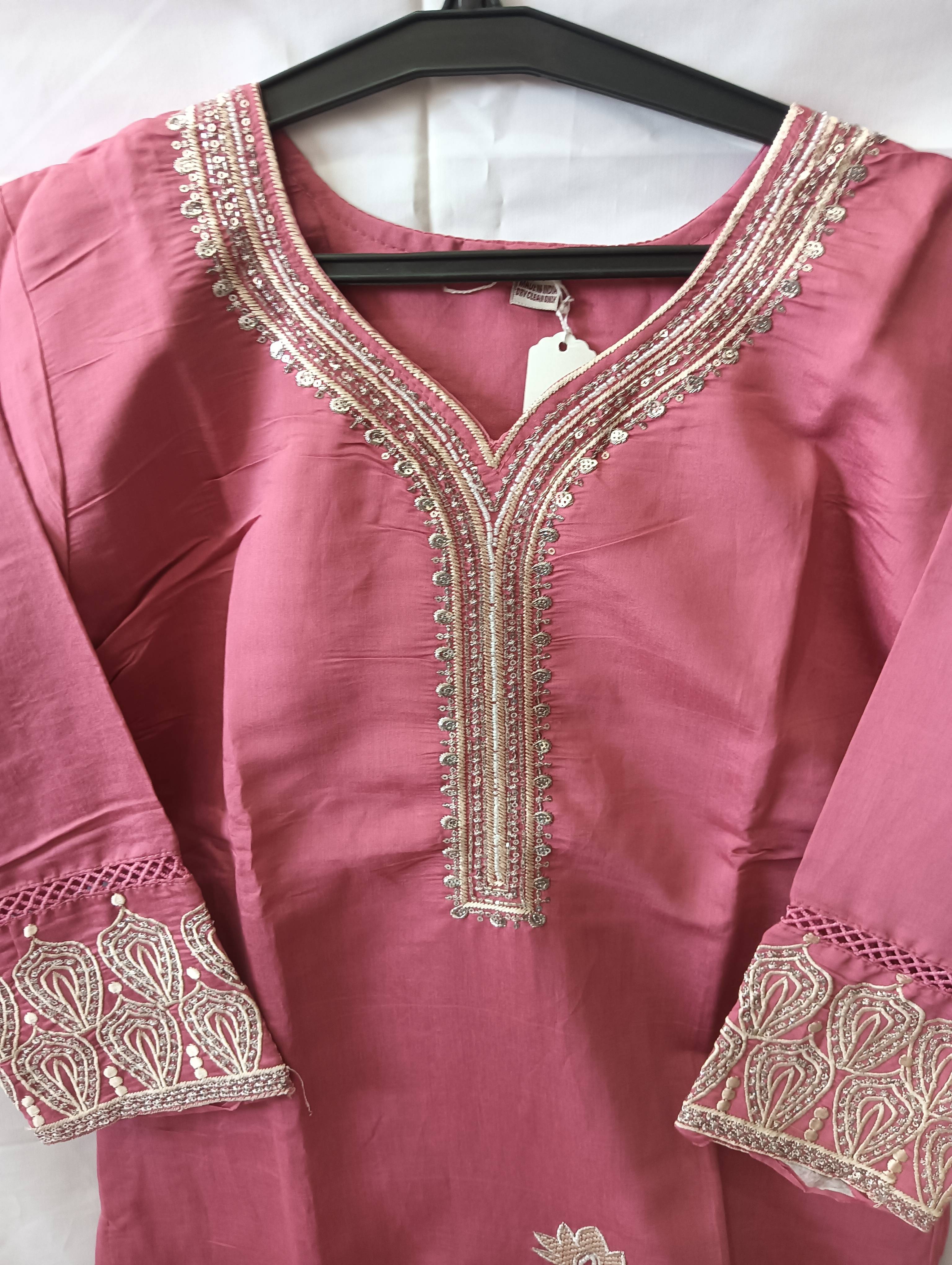 SHREE JI FASHION Chanderi Suit Set in Maheshwar: Elegant Embroidered Pink Design - Image 3