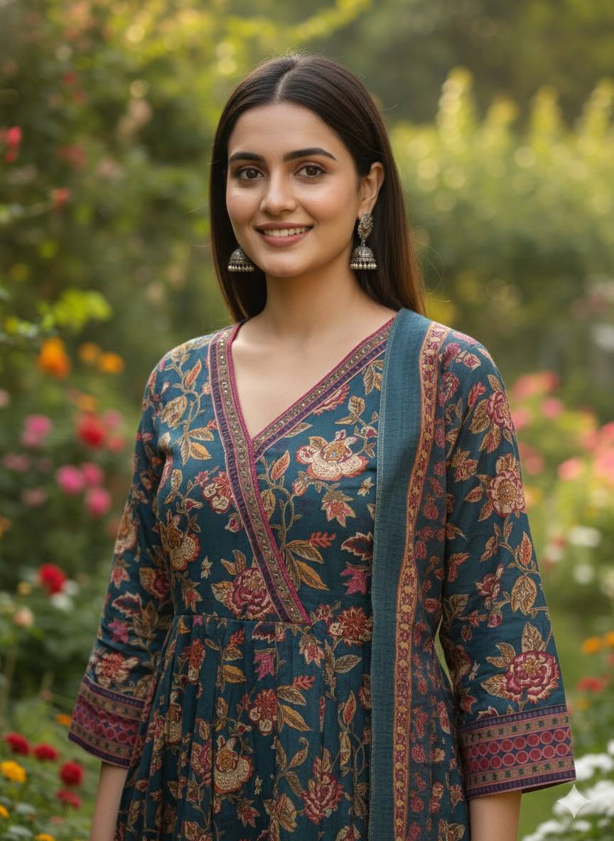 SHREE JI FASHION Floral Printed Anarkali Kurta in Maheshwar - Chic & Comfortable -  - Buy Online at SHREE JI FASHION