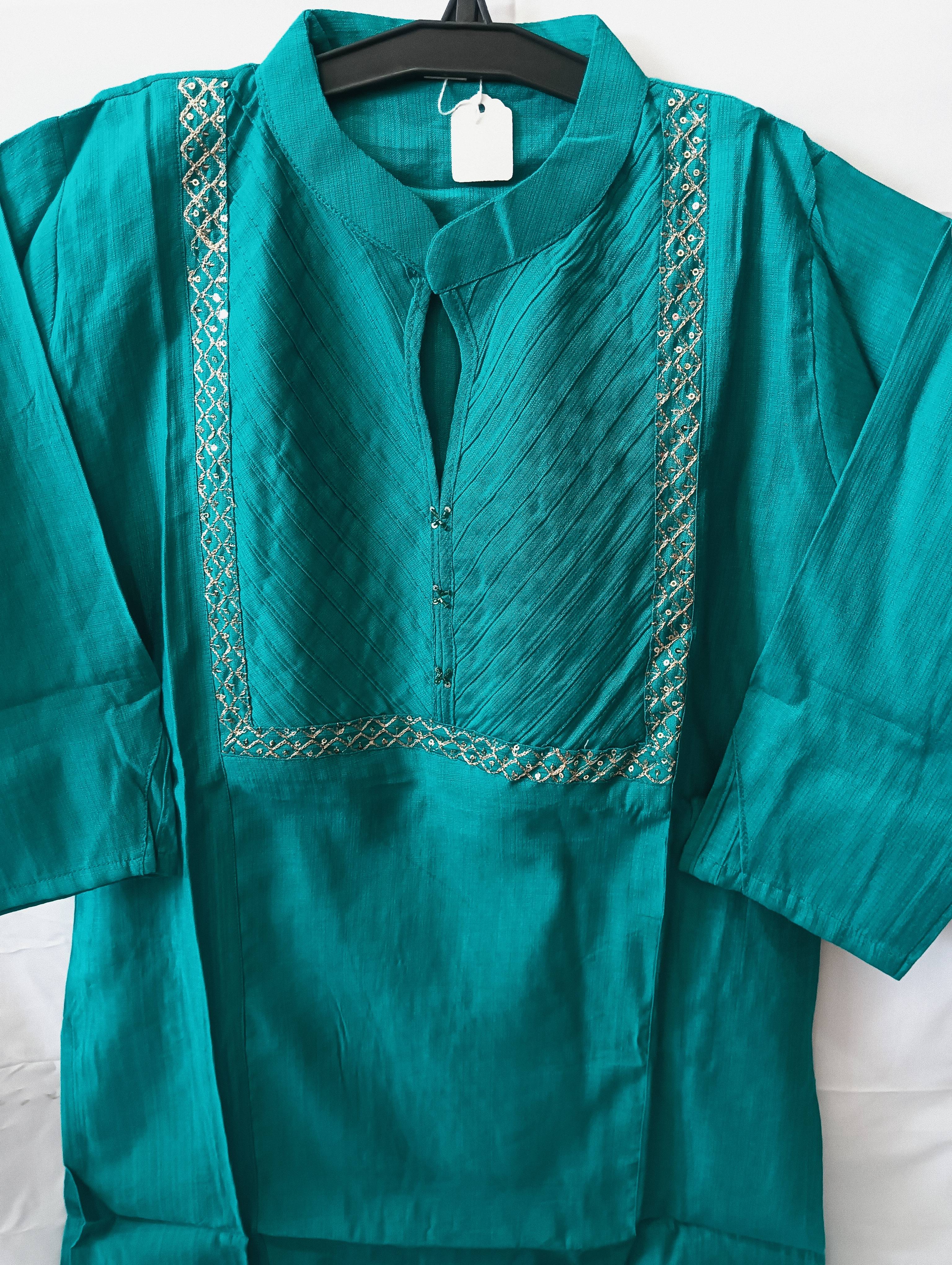 SHREE JI FASHION MAHESHWAR Teal Blue Kurta Set with Dupatta in Maheshwar - Elegant & Comfortable - Image 3