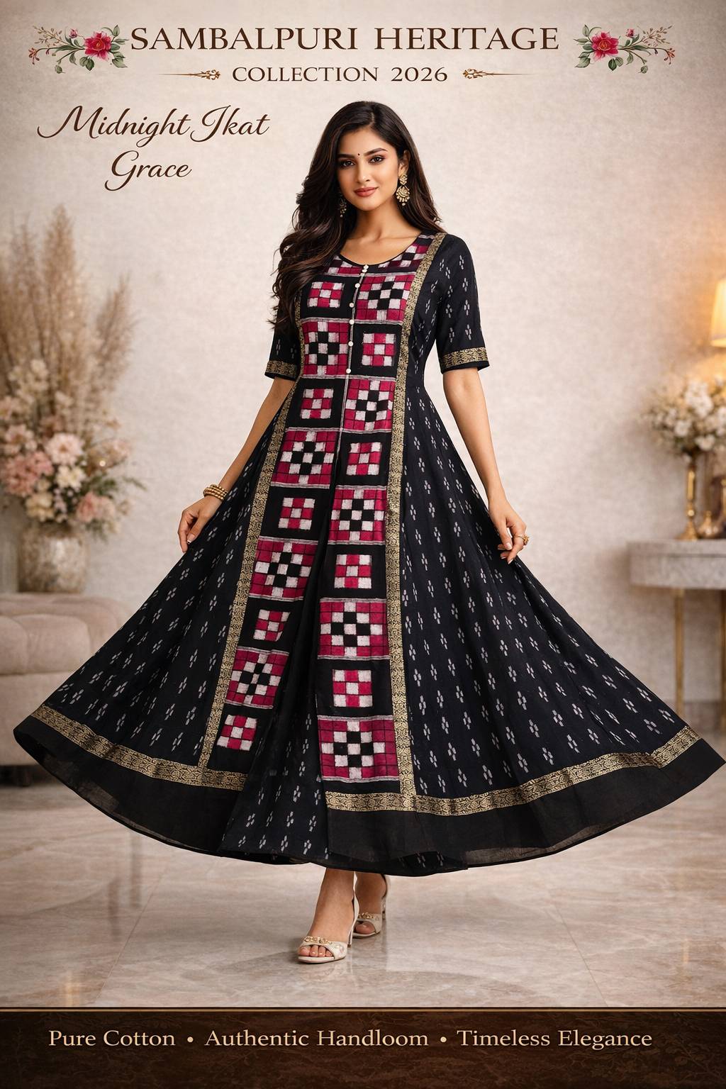Sambalpuri Heritage Ikat Dress in Chinchwad: Elegant Handloom Cotton -  - Buy Online at TRENDORA GARMENTS AND GENERAL STORES