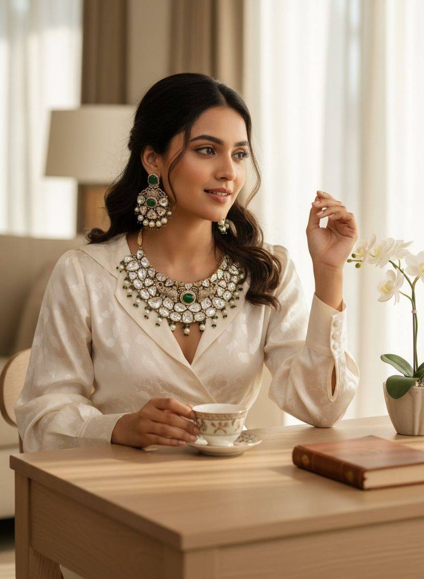 Kundan Jewelry Set in Malad West: Elegant Necklace Set with Earrings