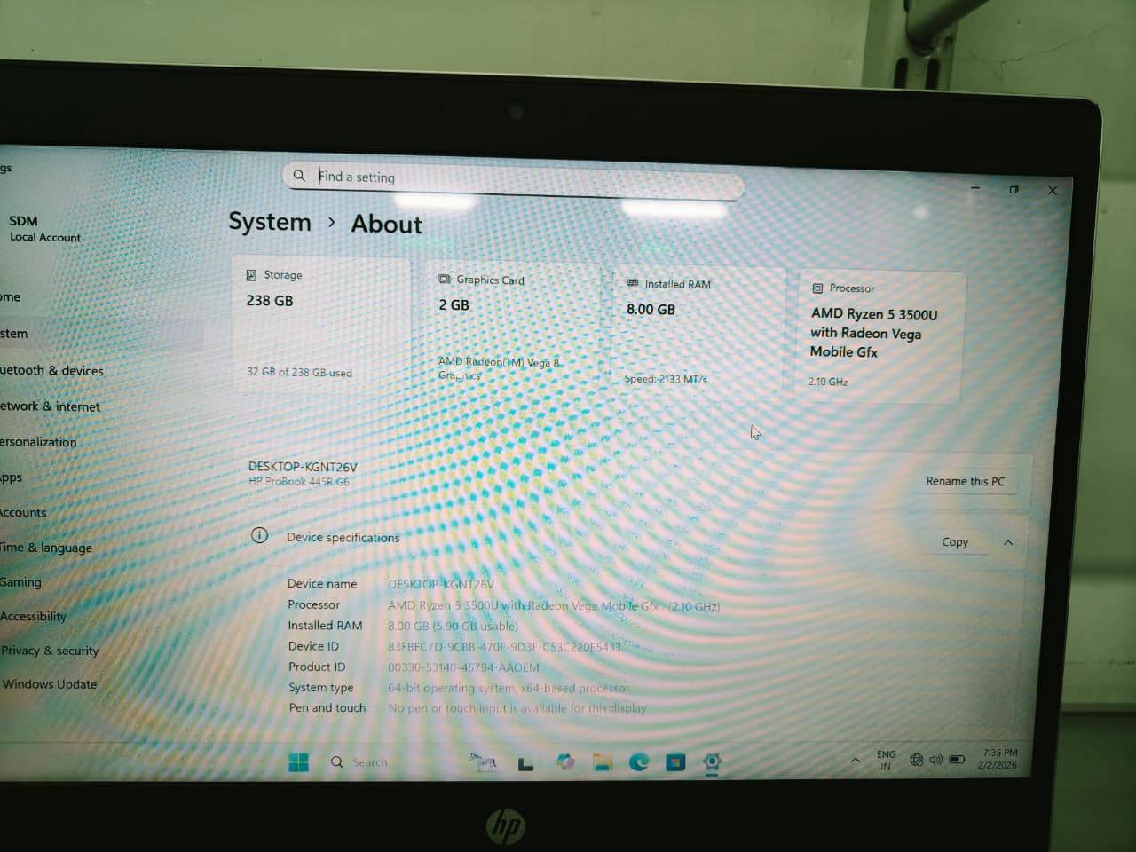 HP ProBook Ryzen 5 3500U in Paradise Chowmahuni Silver Laptop - Image 2